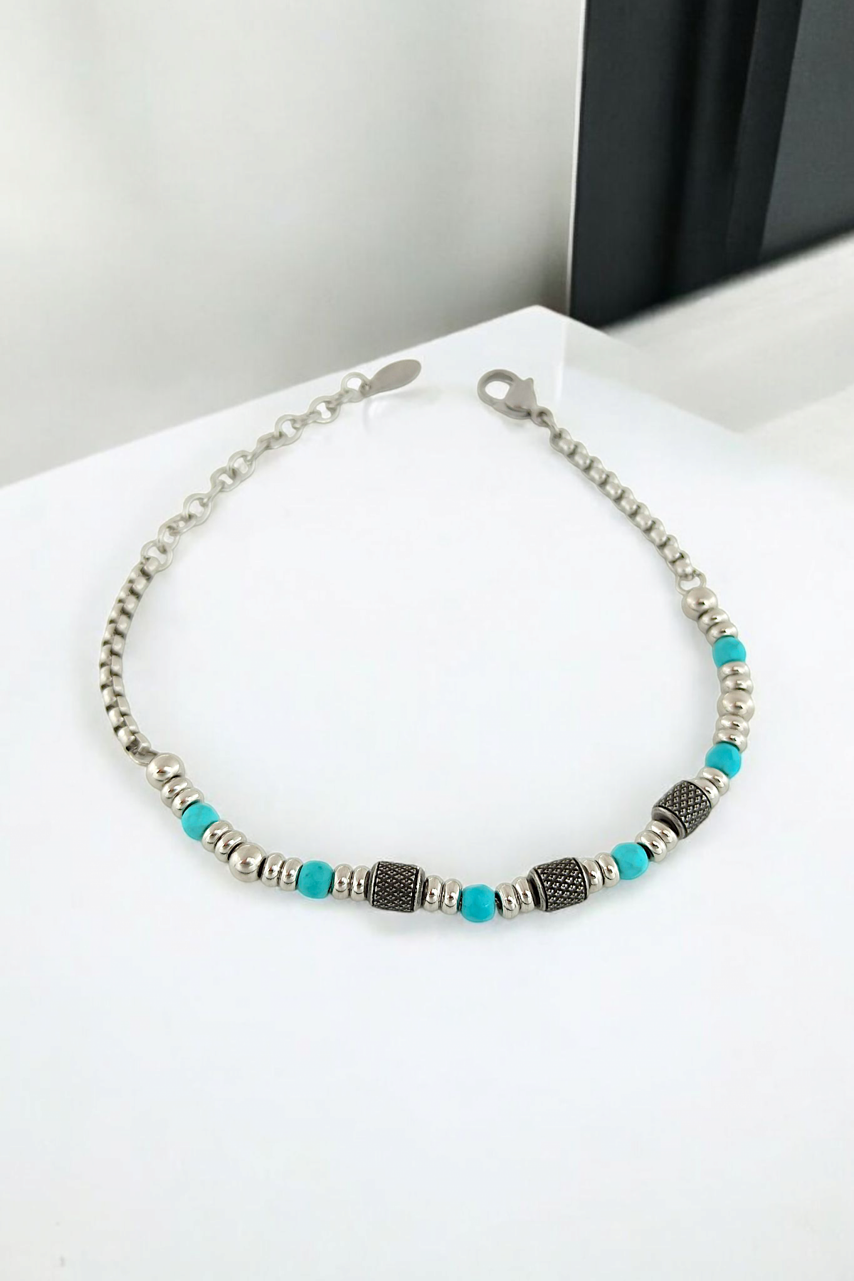 Çelik Erkek Bileklik Yuvarlak Boncuk Bileklik 70765