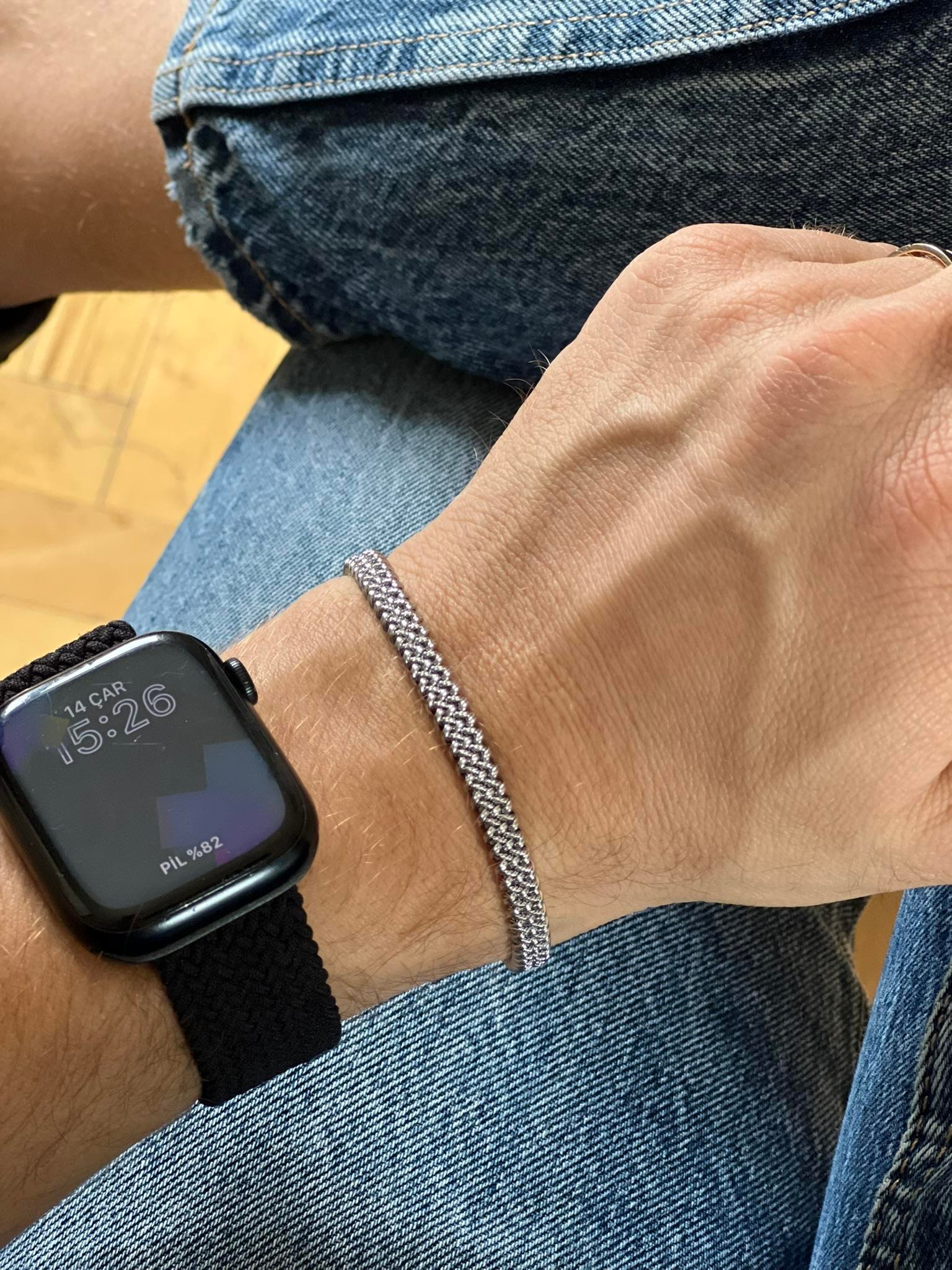 Çelik Erkek Örgü Model Kelepçe Bileklik