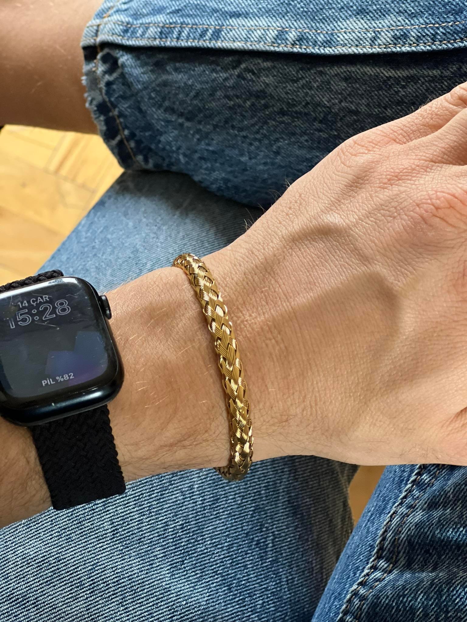 Çelik Erkek Örgü Model Kelepçe Bileklik