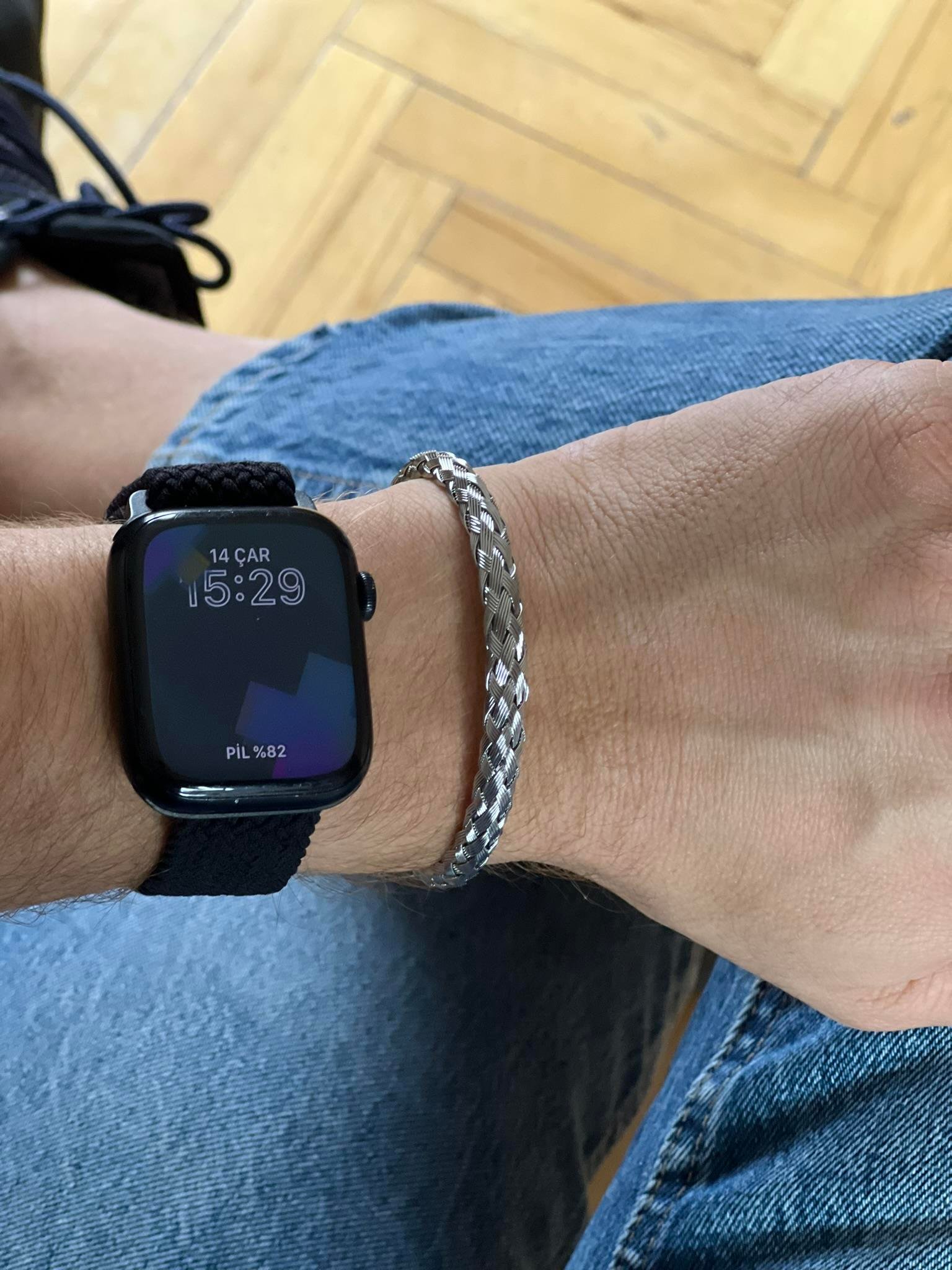 Çelik Erkek Örgü Model Kelepçe Bileklik