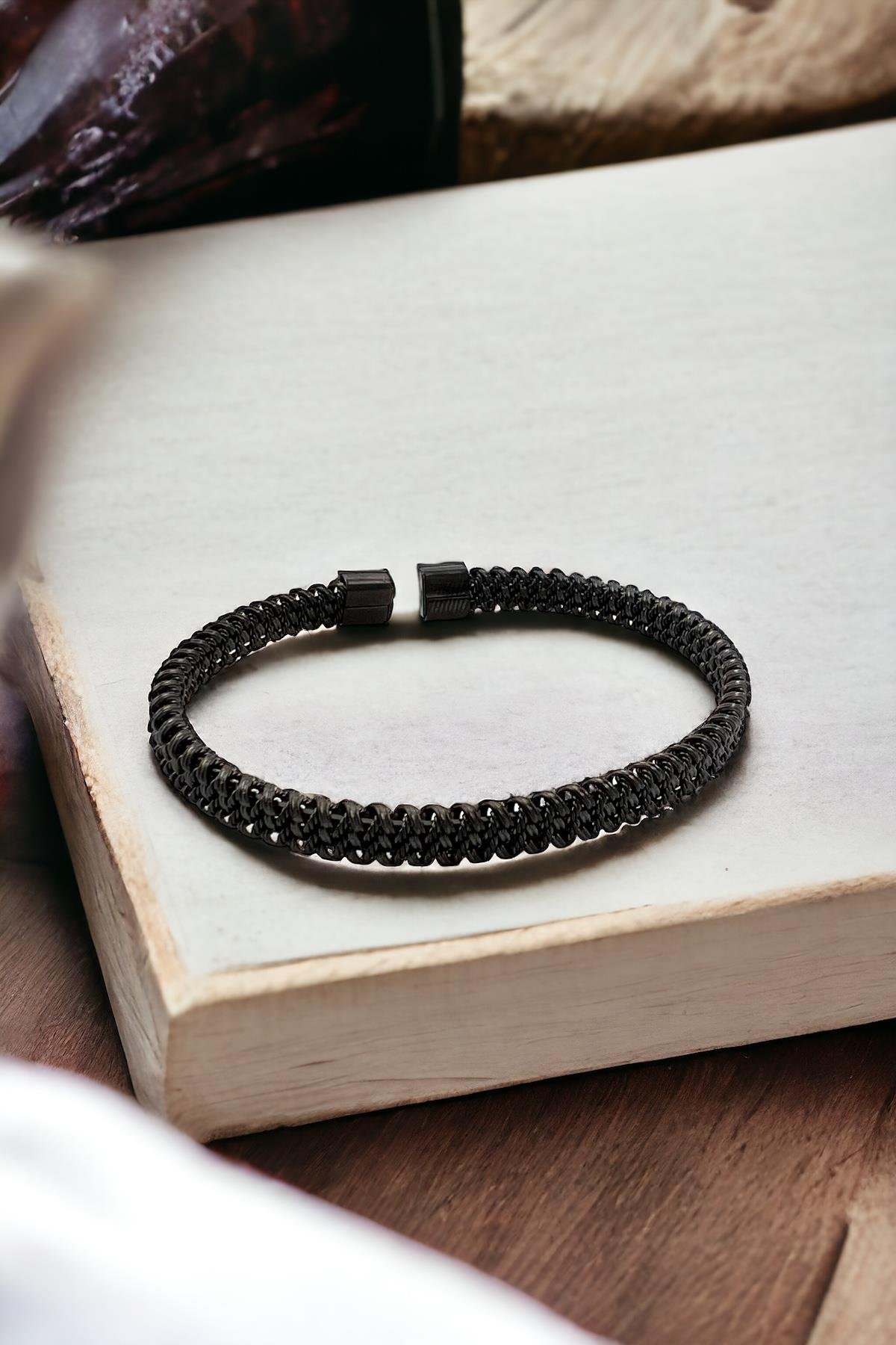 Çelik Erkek Örgü Model Kelepçe Bileklik