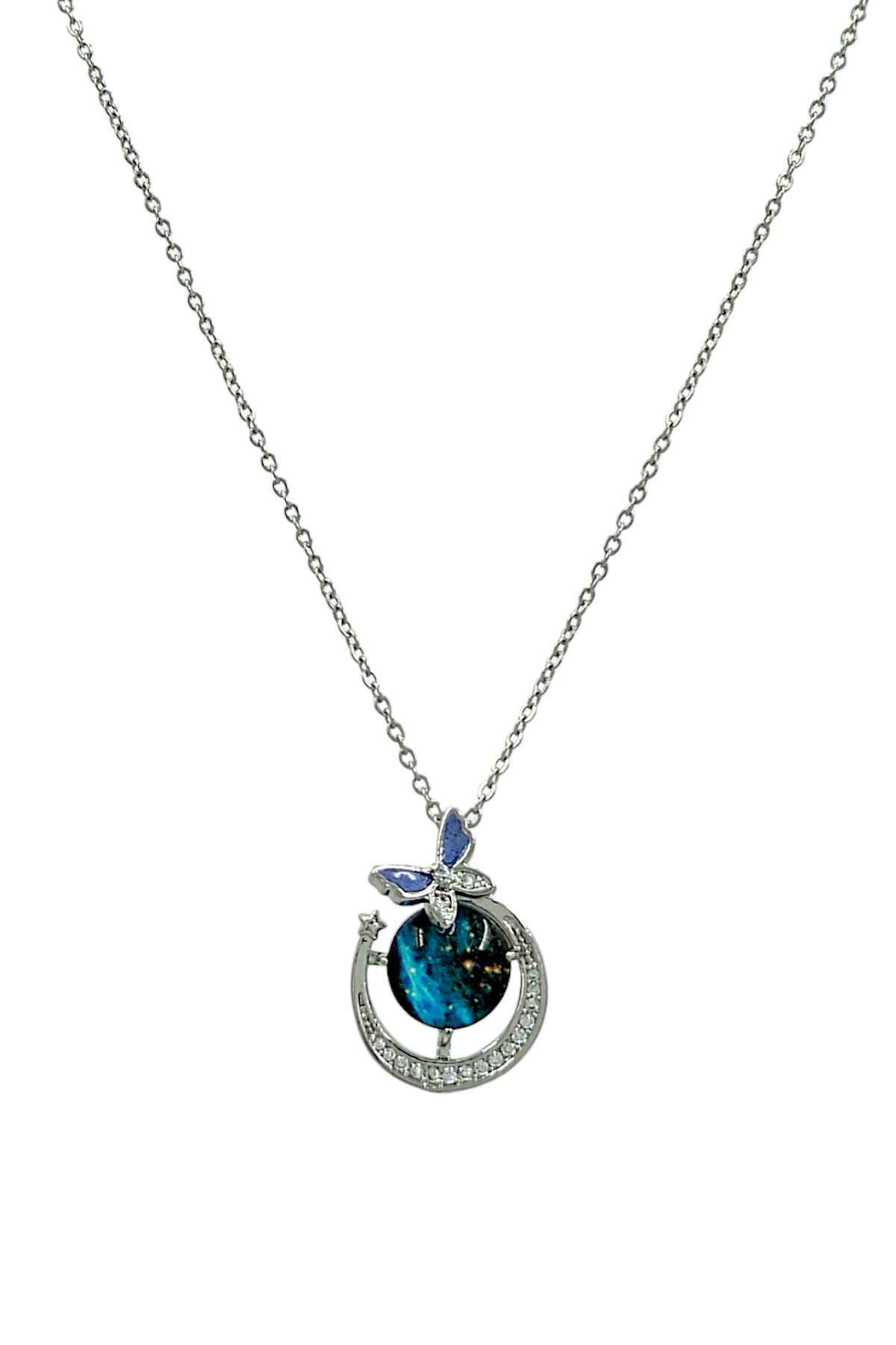 Çelik Kelebekli Gökyüzü Kolye