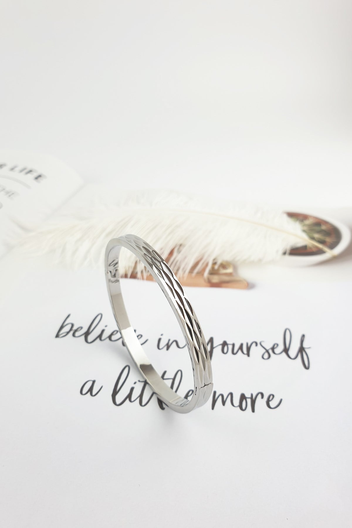 Çelik Lazer Kesim Kalın Kelepçe Bileklik B600