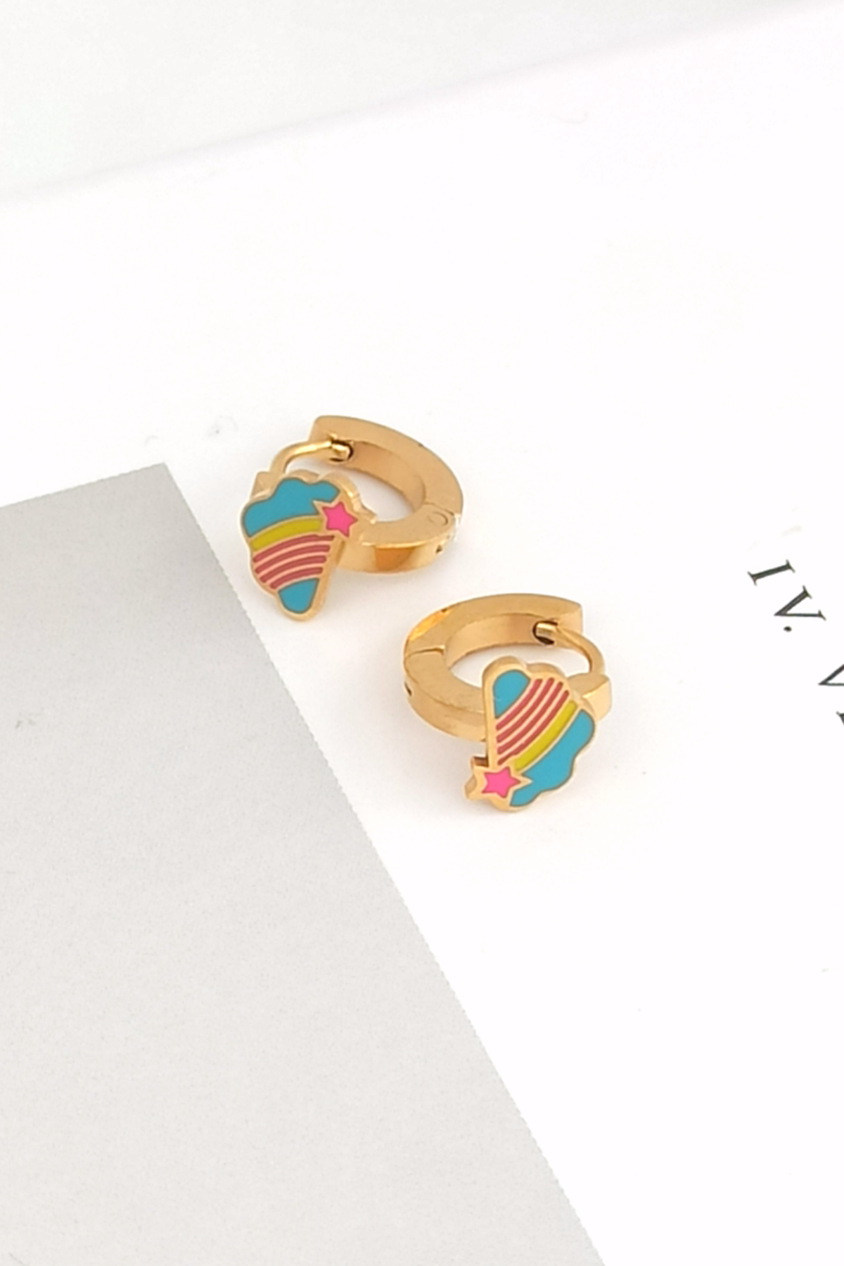 Çelik Minimal Çocuk Küpe Bulut Küpe