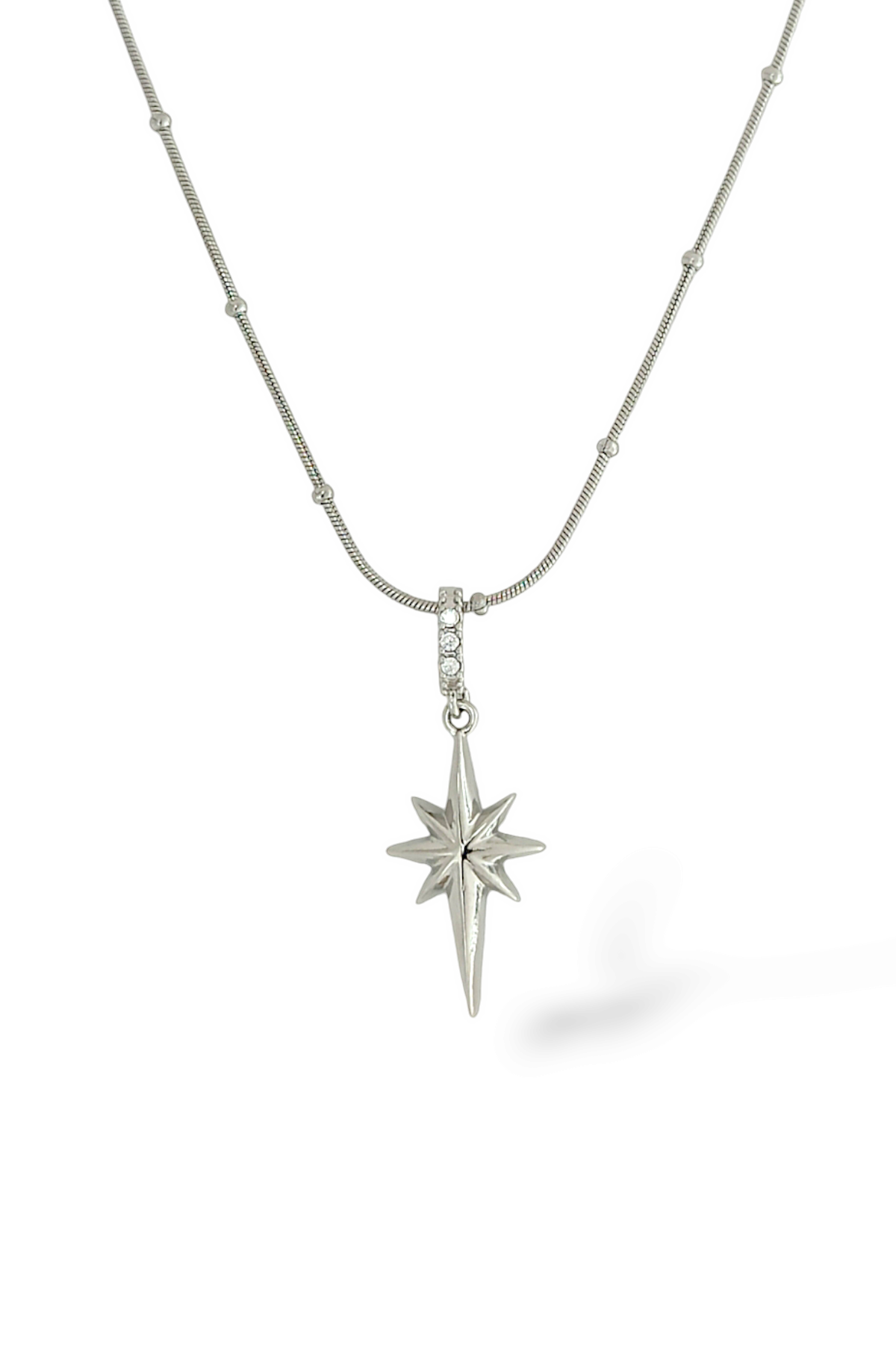 Çelik Plaka Kuzey Yıldız Topcuk Zincir Kolye