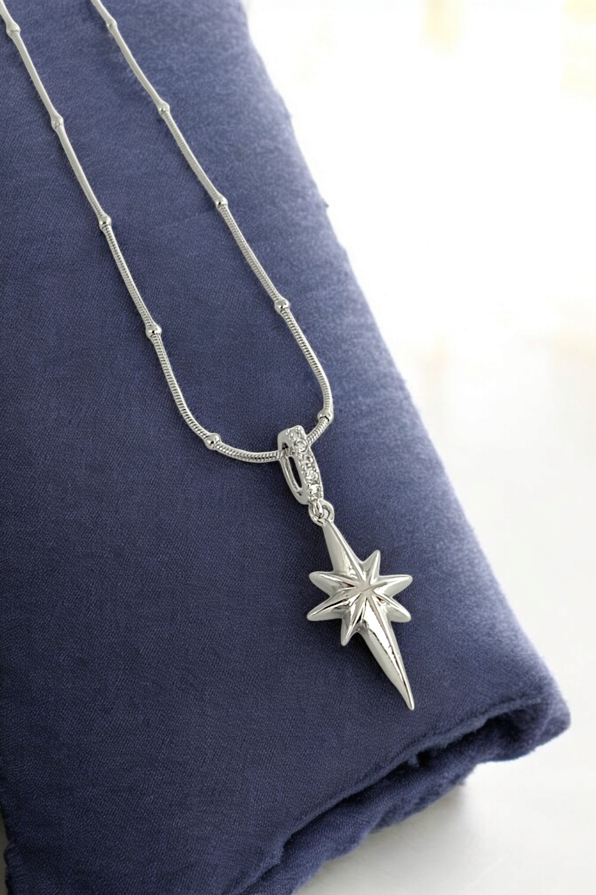 Çelik Plaka Kuzey Yıldız Topcuk Zincir Kolye