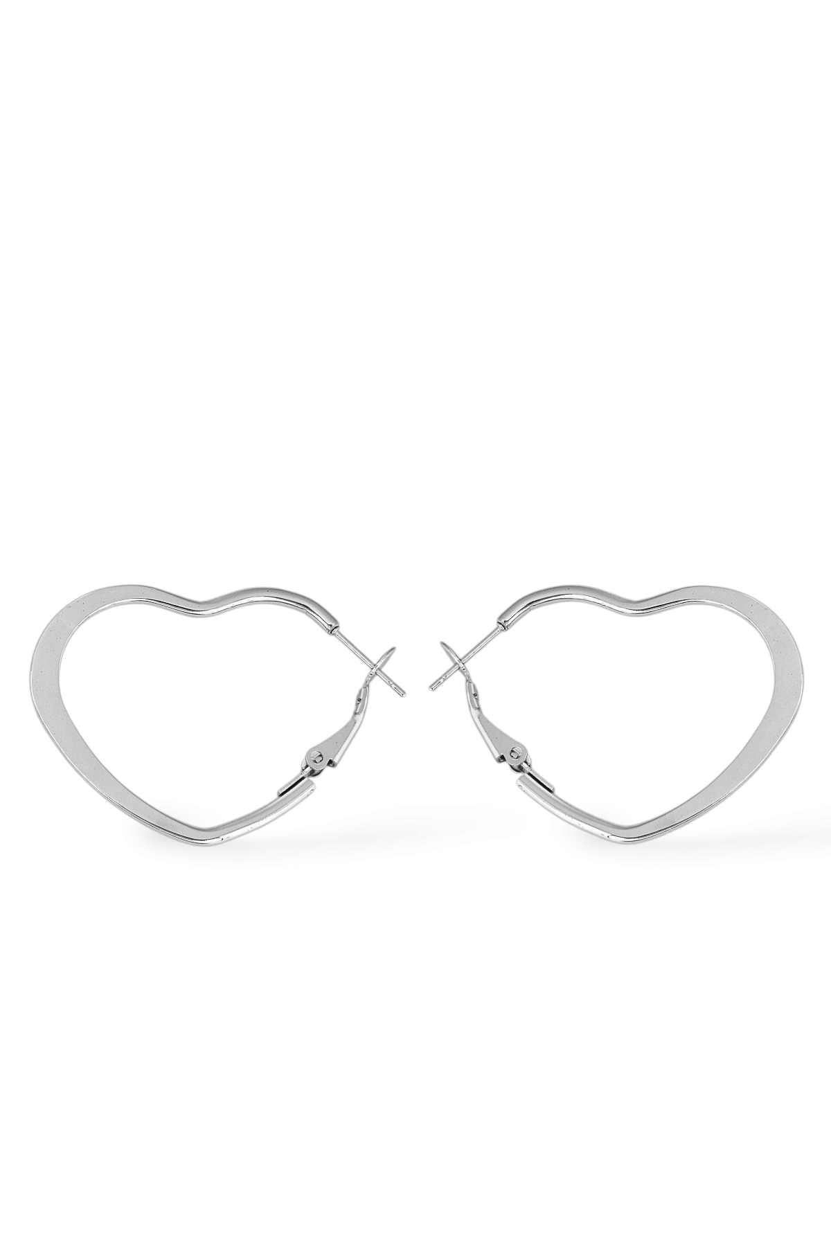 Çelik Renk Atmaz Kalp Halka Küpe (30mm)