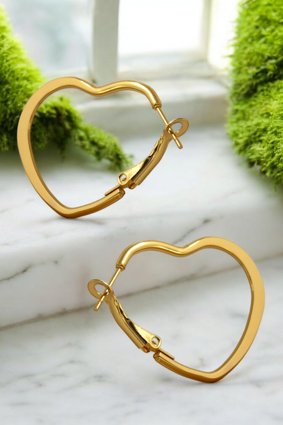 Çelik Renk Atmaz Kalp Halka Küpe (40mm)