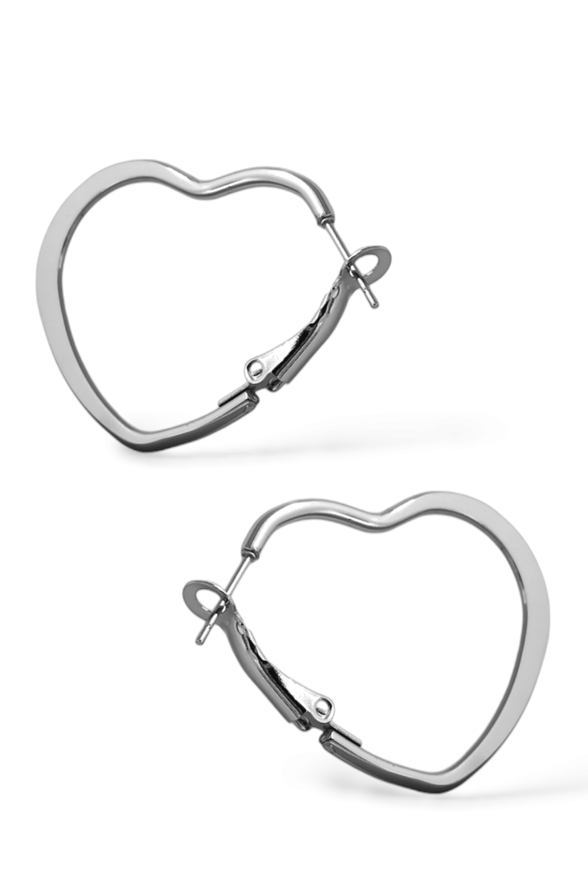 Çelik Renk Atmaz Kalp Halka Küpe (40mm)