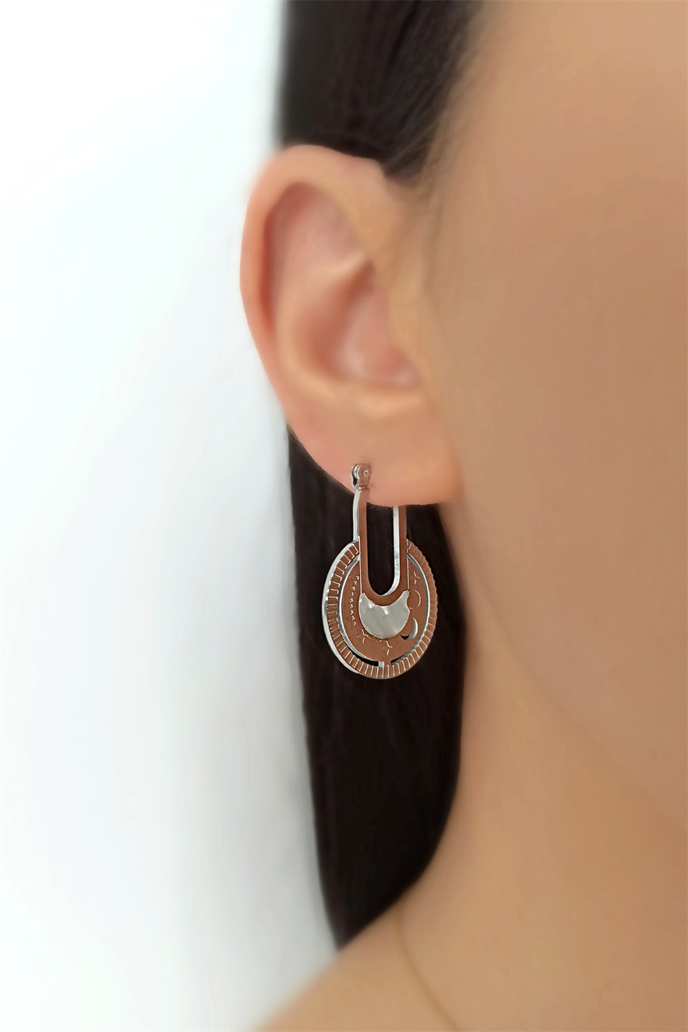 Çelik Sedefli Ay Küpe TrKüpe35195