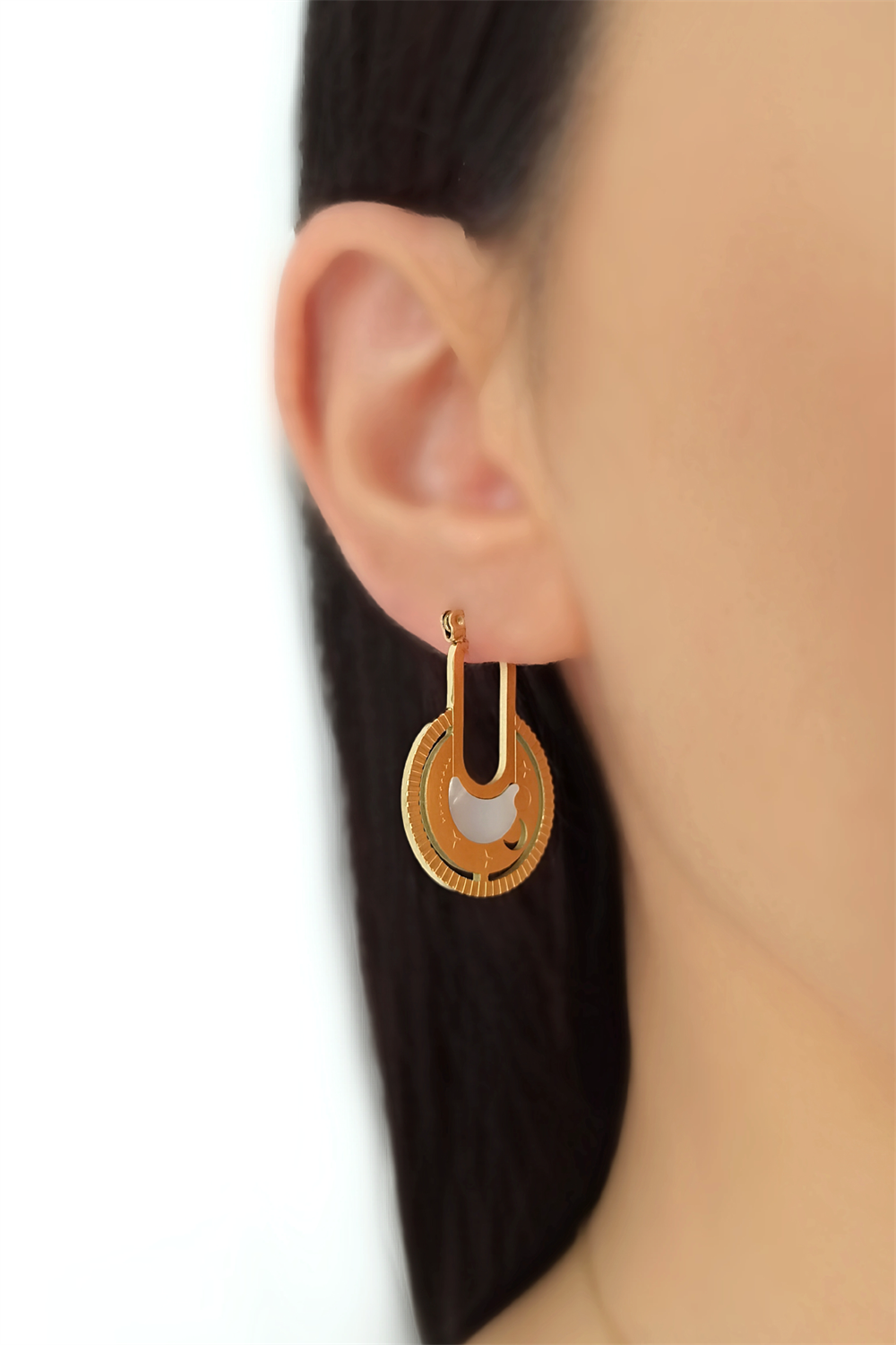 Çelik Sedefli Ay Küpe TrKüpe35195