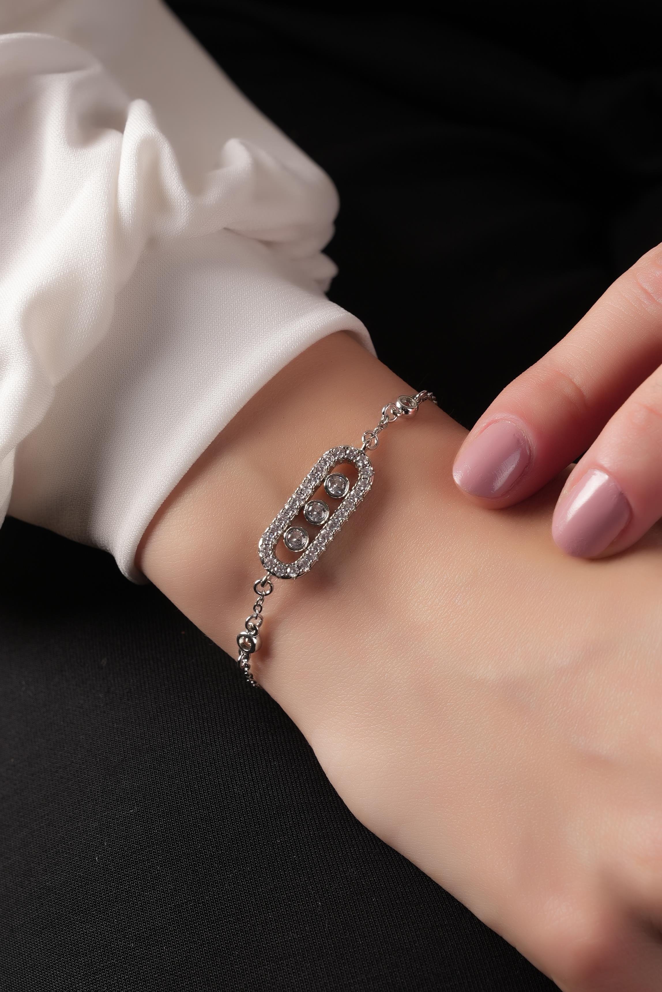 Çelik Taşlı Bileklik Taşlı Messika Bileklik 70840