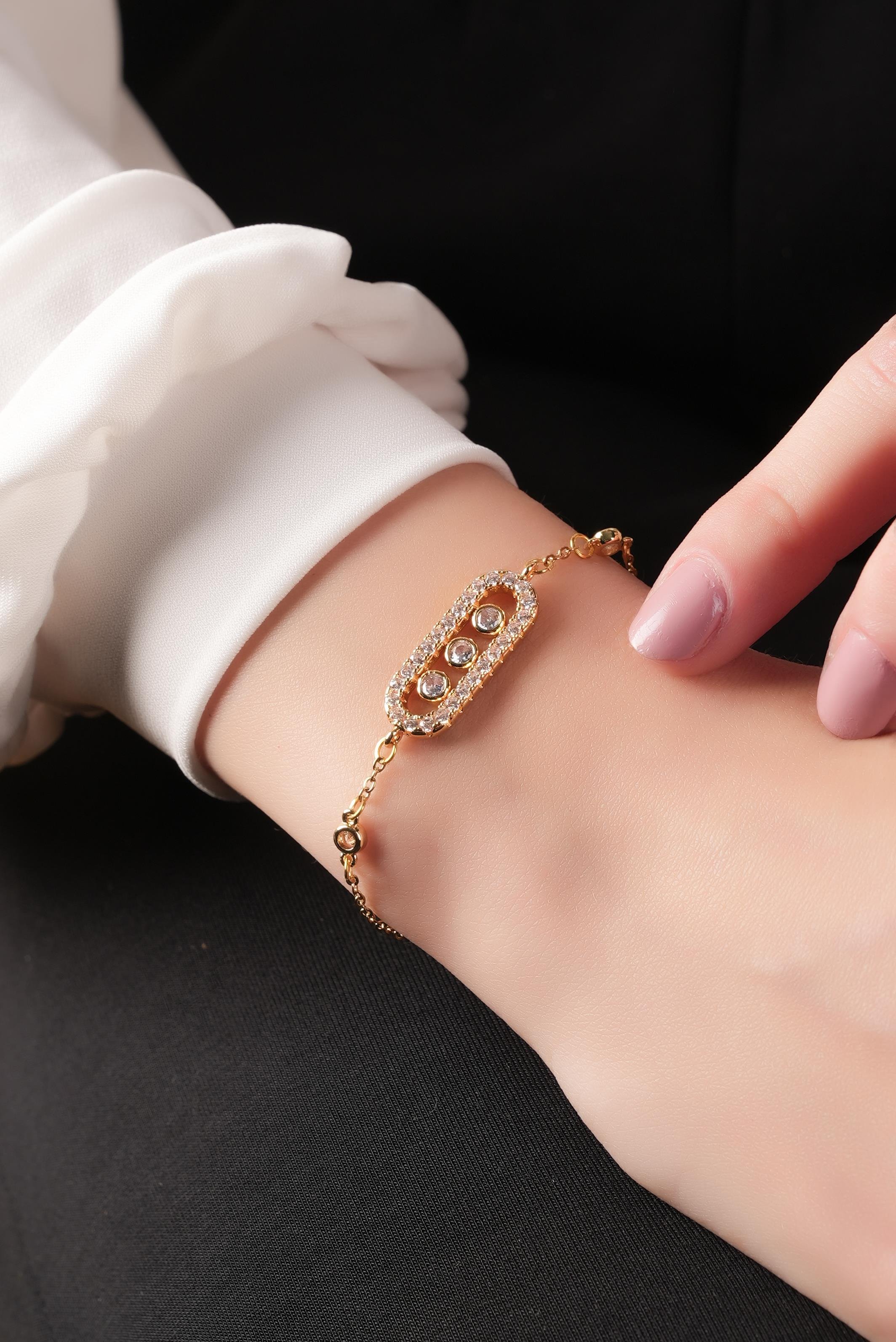 Çelik Taşlı Bileklik Taşlı Messika Bileklik 70840