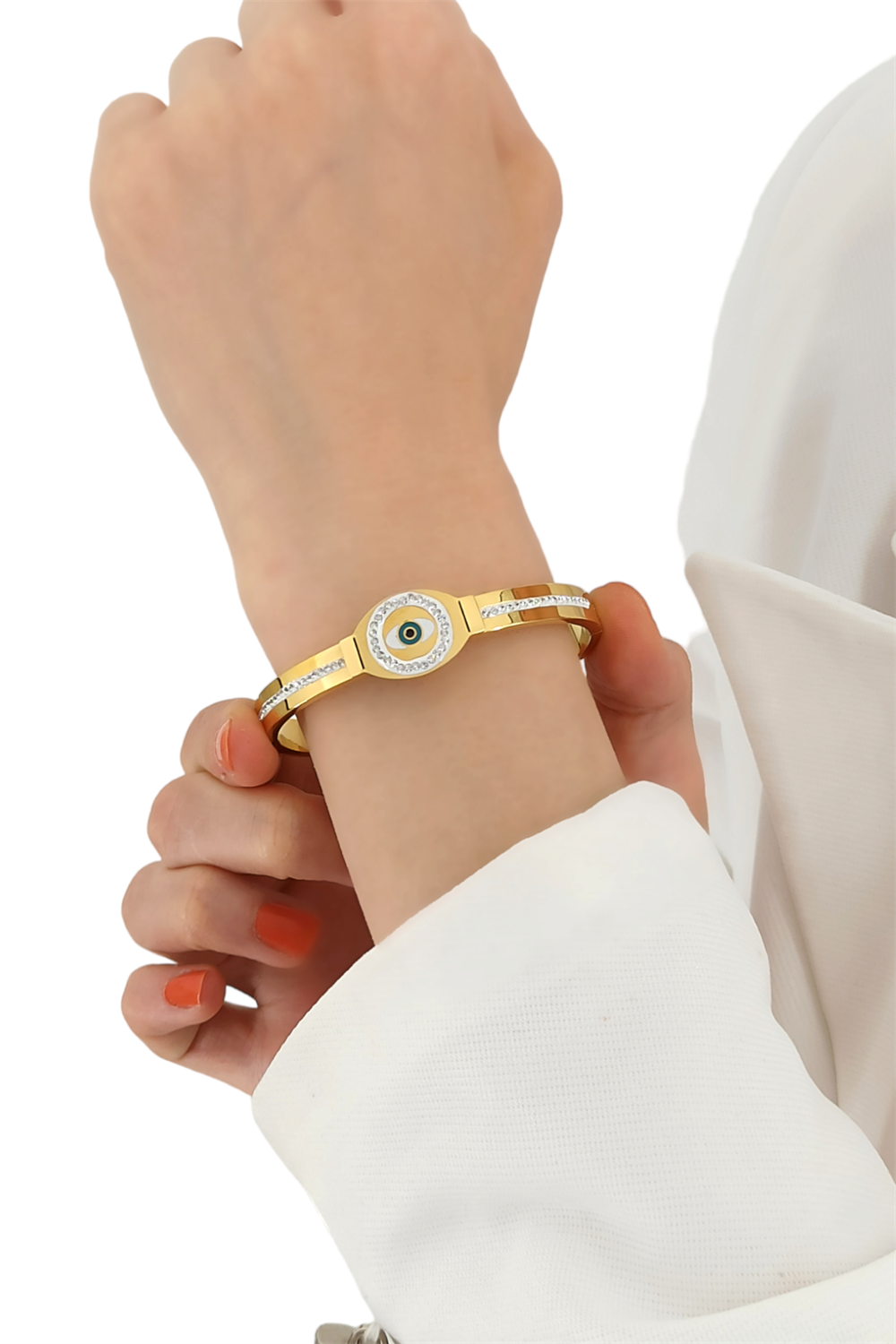 Çelik Taşlı Göz Kelepçe Bileklik TrBilek70314