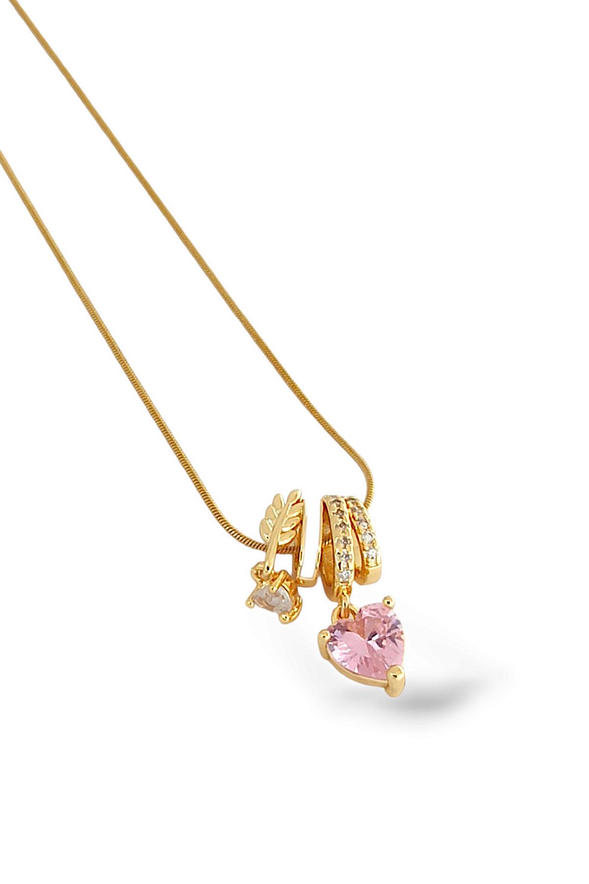 Çelik Taşlı Kalp Charm Kolye