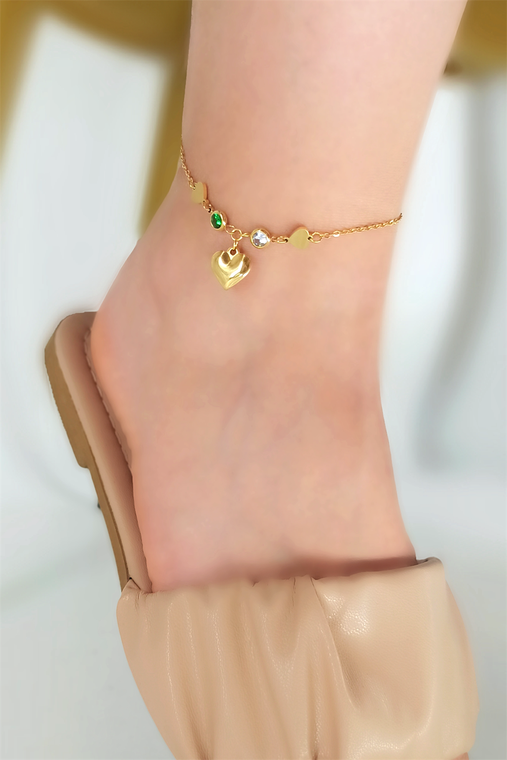 Çelik Taşlı Kalp Bileklik TrHalhal4162