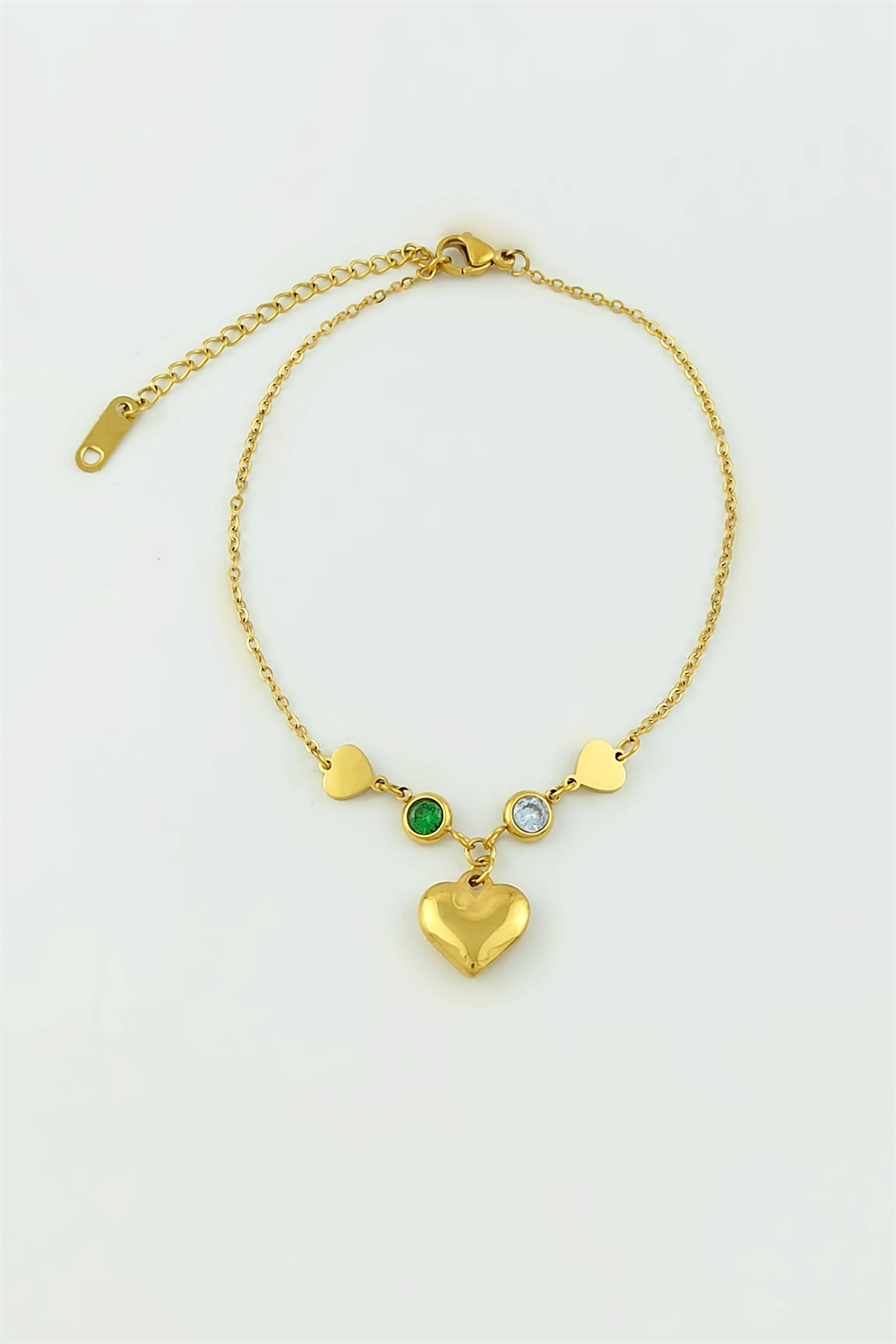 Çelik Taşlı Kalp Bileklik TrHalhal4162