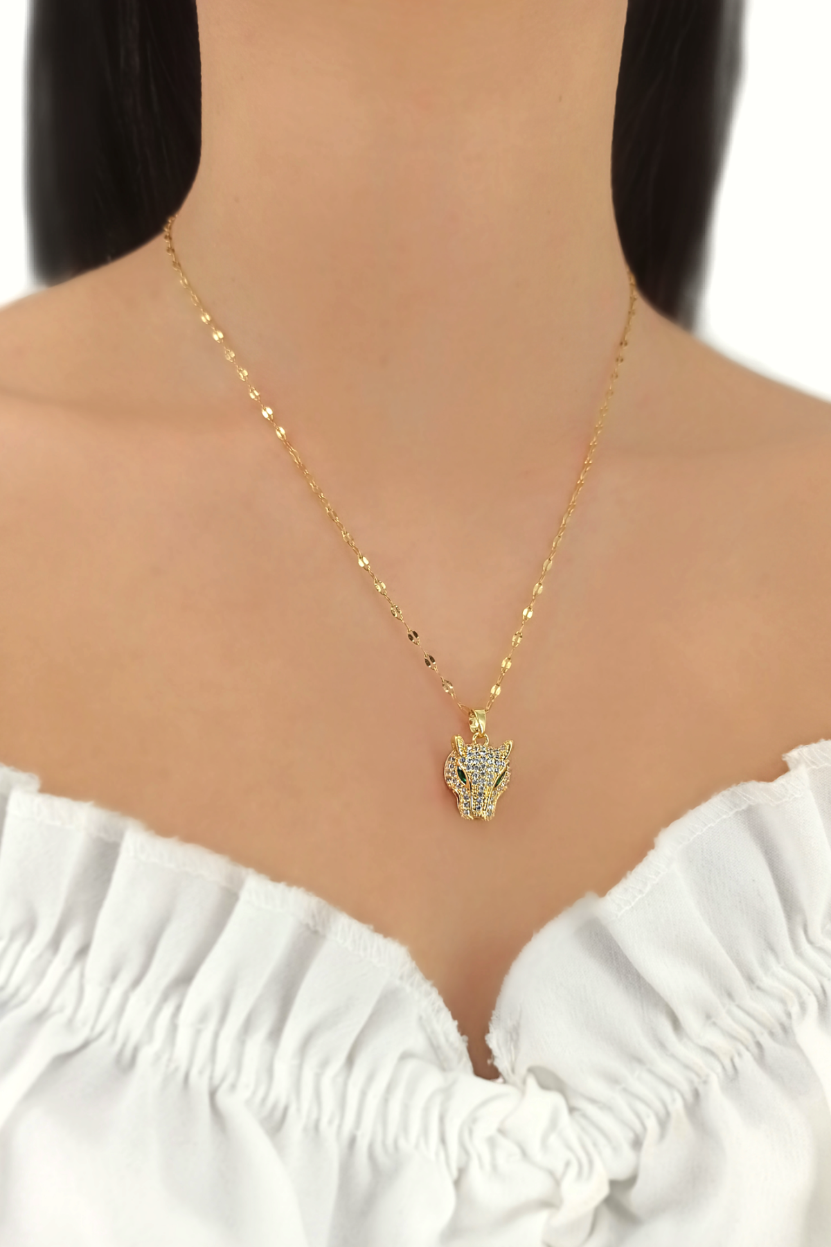 Çelik Taşlı Sonsuz Döngü Ezme Zincir Kolye 