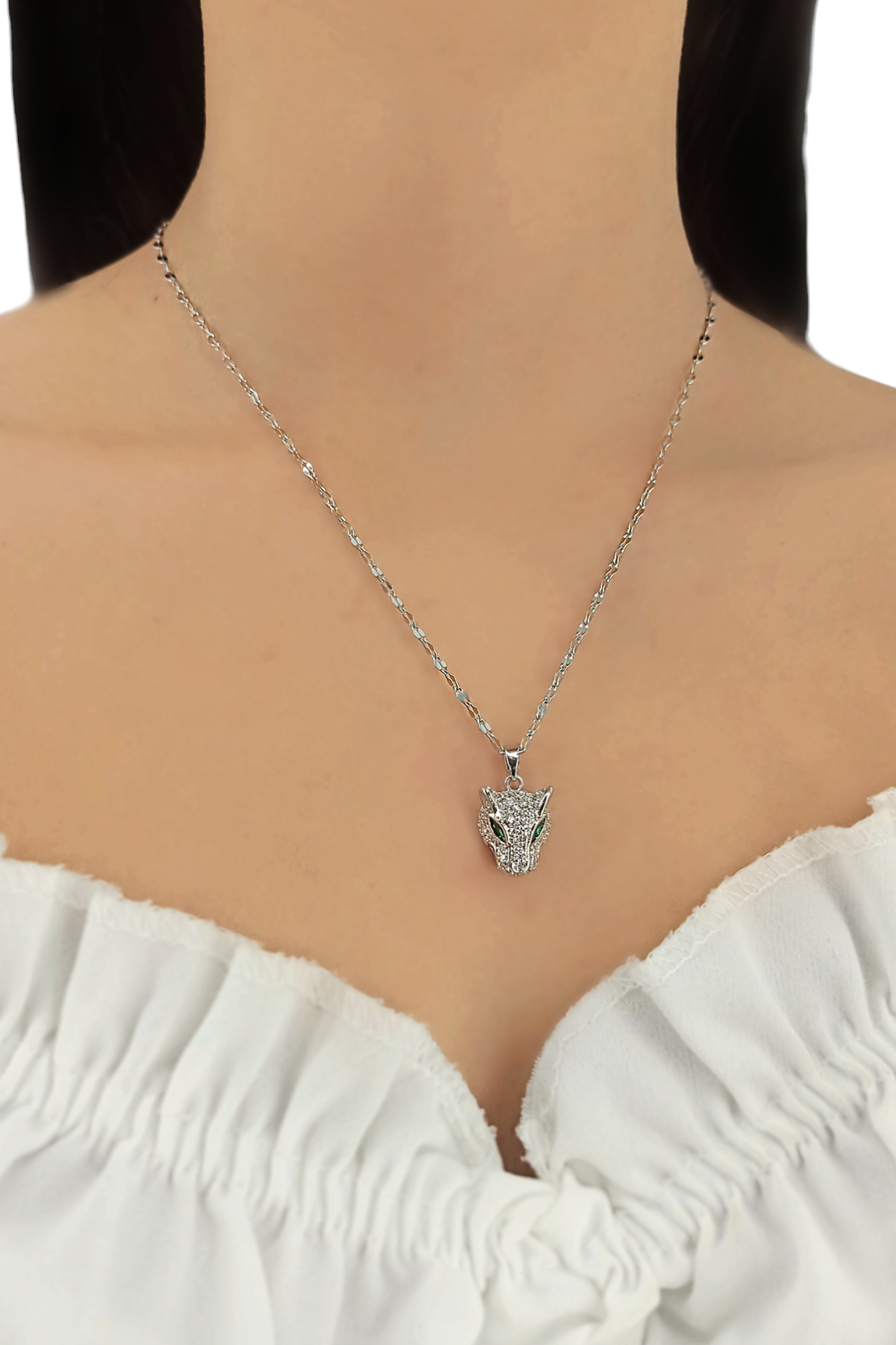 Çelik Taşlı Sonsuz Döngü Ezme Zincir Kolye 