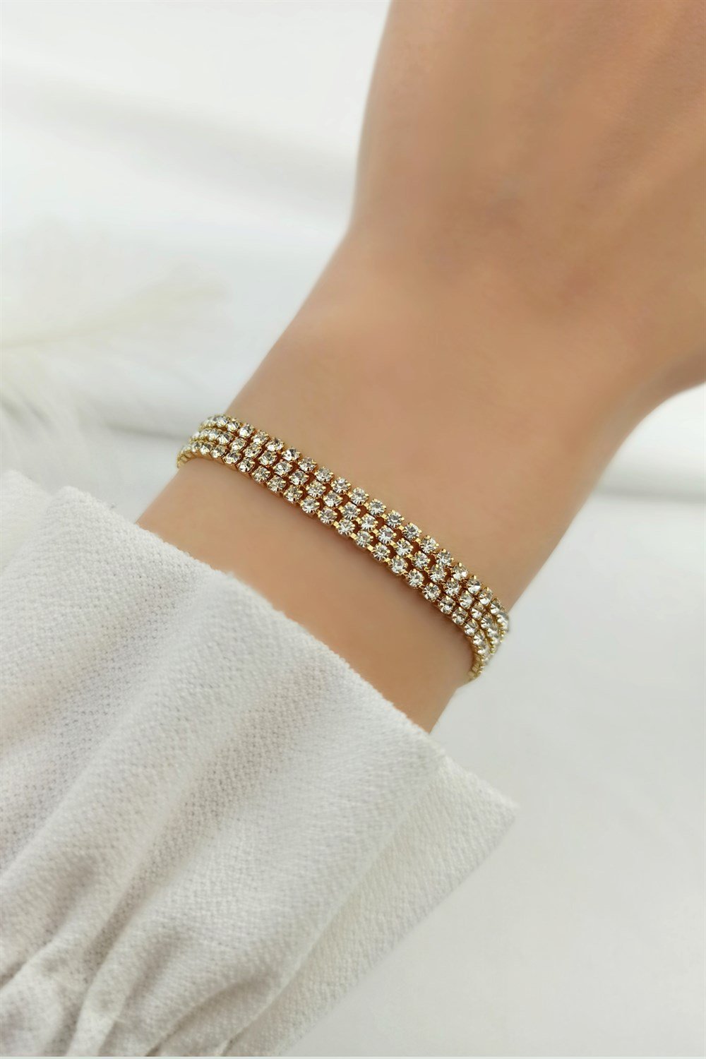 Çelik Üç Sıra Su Yolu Çelik Bileklik TrBilek7990