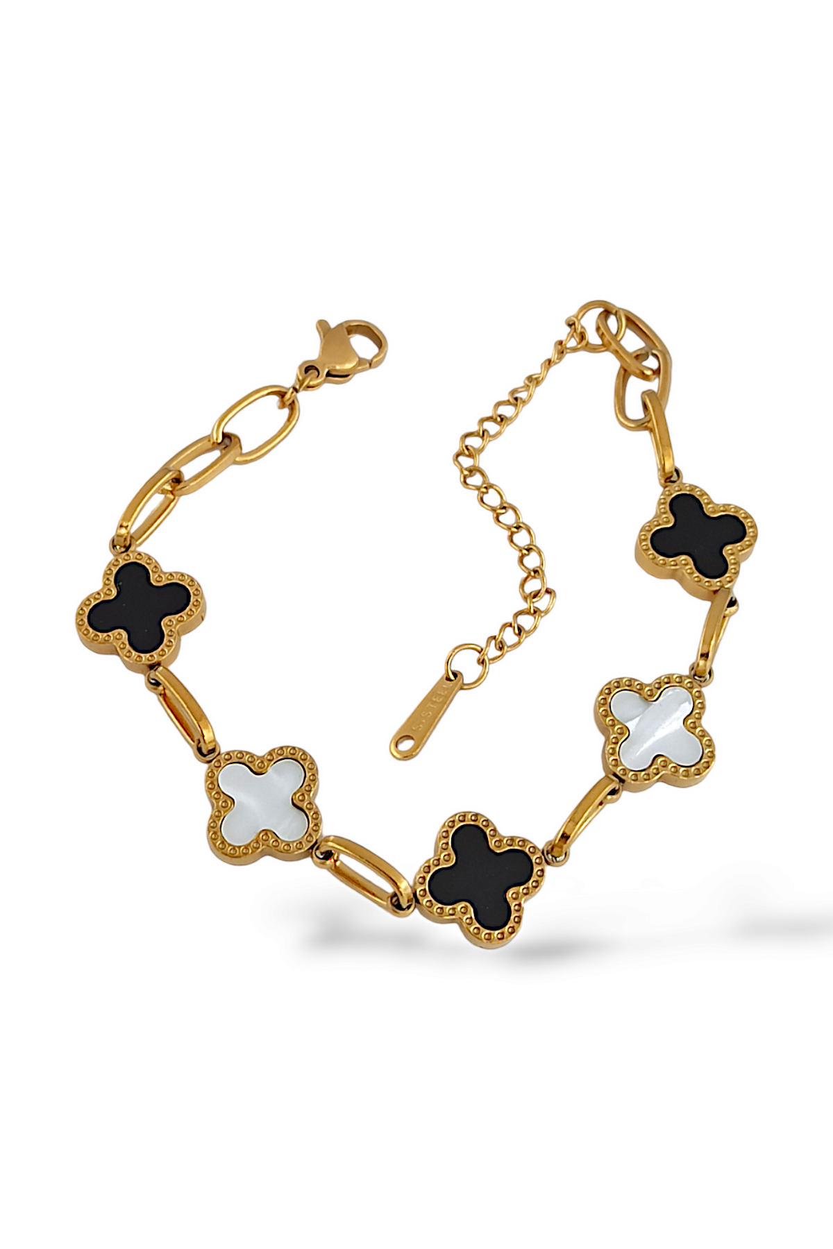 Çelik Yonca Geçmeli Bileklik