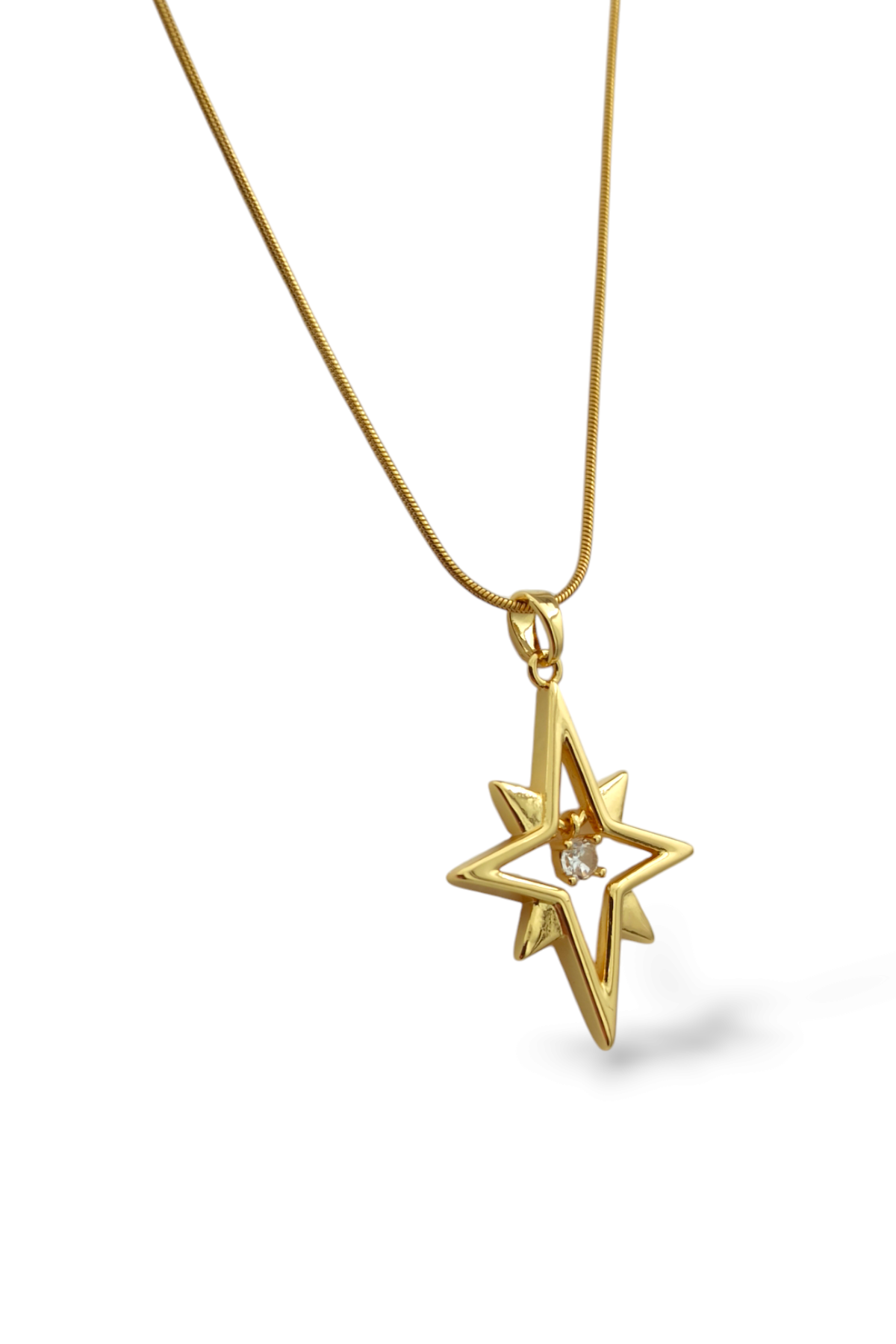 Çelik Zirkon Taş Plaka Kuzey Yıldız Kolye 50664