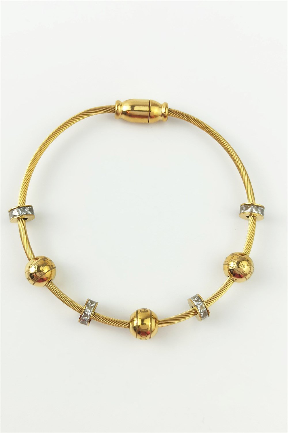 Çelik Zirkon Taş Topçuk Mıknatıs Bileklik TrBilek7917