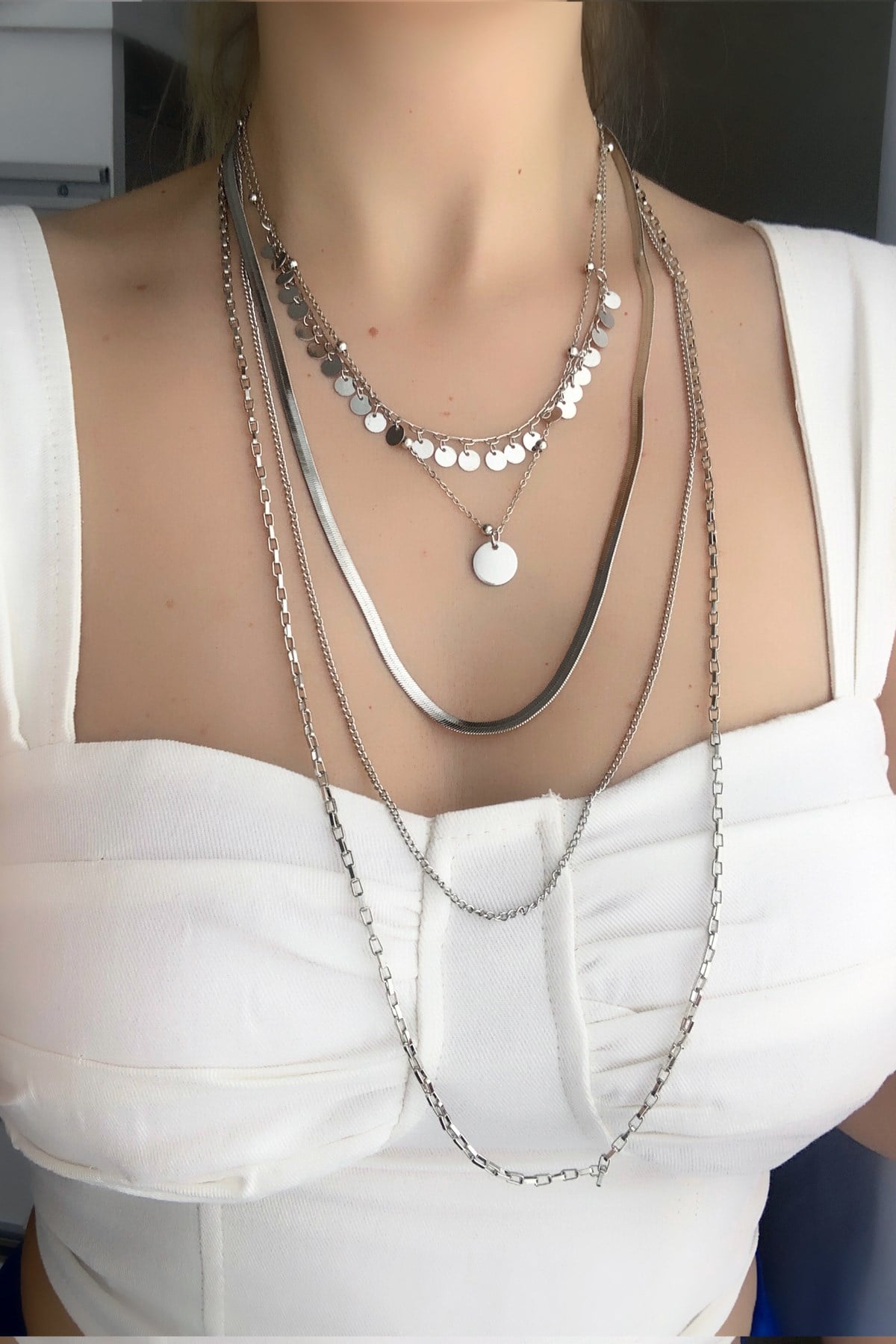 Çoklu Kolye Kombin Plaka Figür Kolye TrKolye5576 B36003