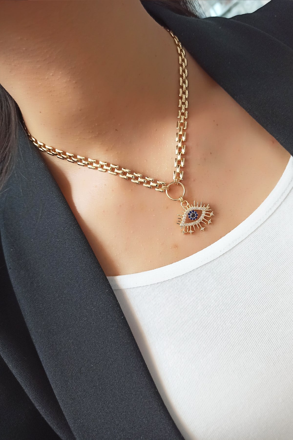 Göz Figür Geçmeli Chocker Kolye B300