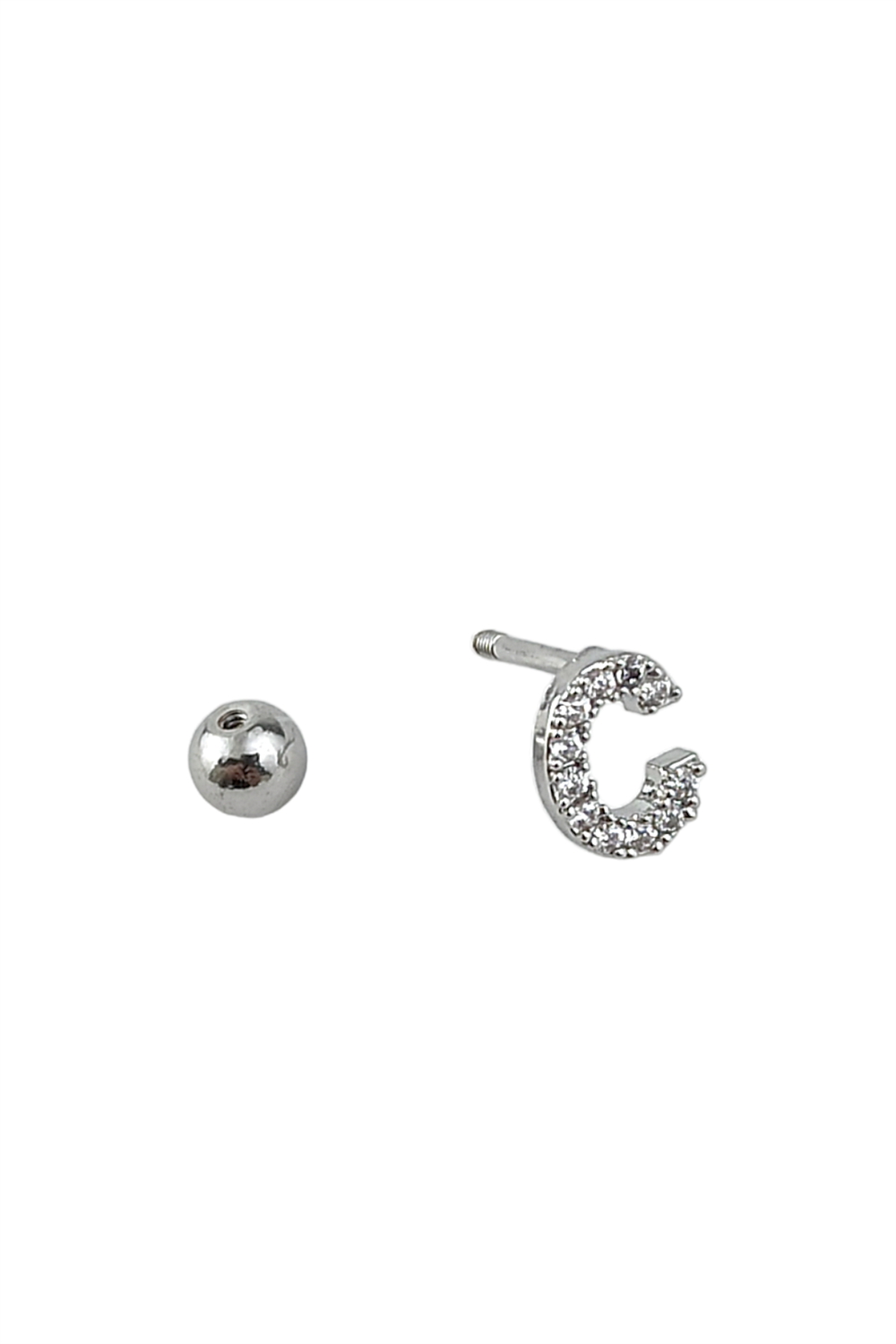 Gümüş Renk Harf Piercing - C HarfPiercing
