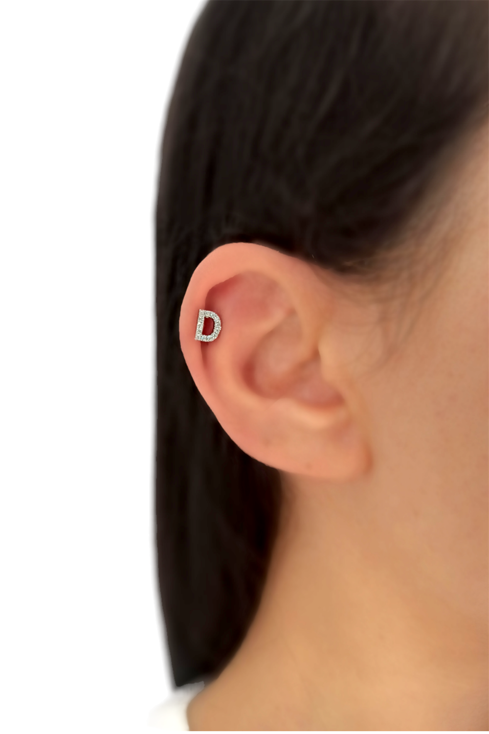 Gümüş Renk Harf Piercing - D HarfPiercing