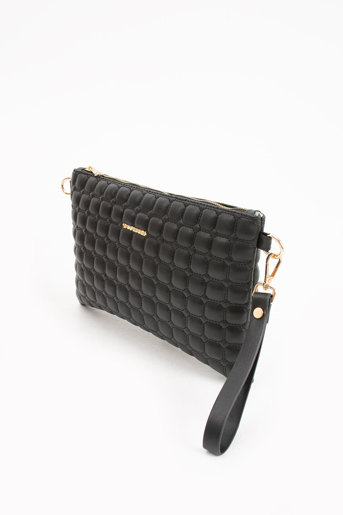 Kabartma Deri Clutch Model El&Omuz Çapraz Çanta 1424