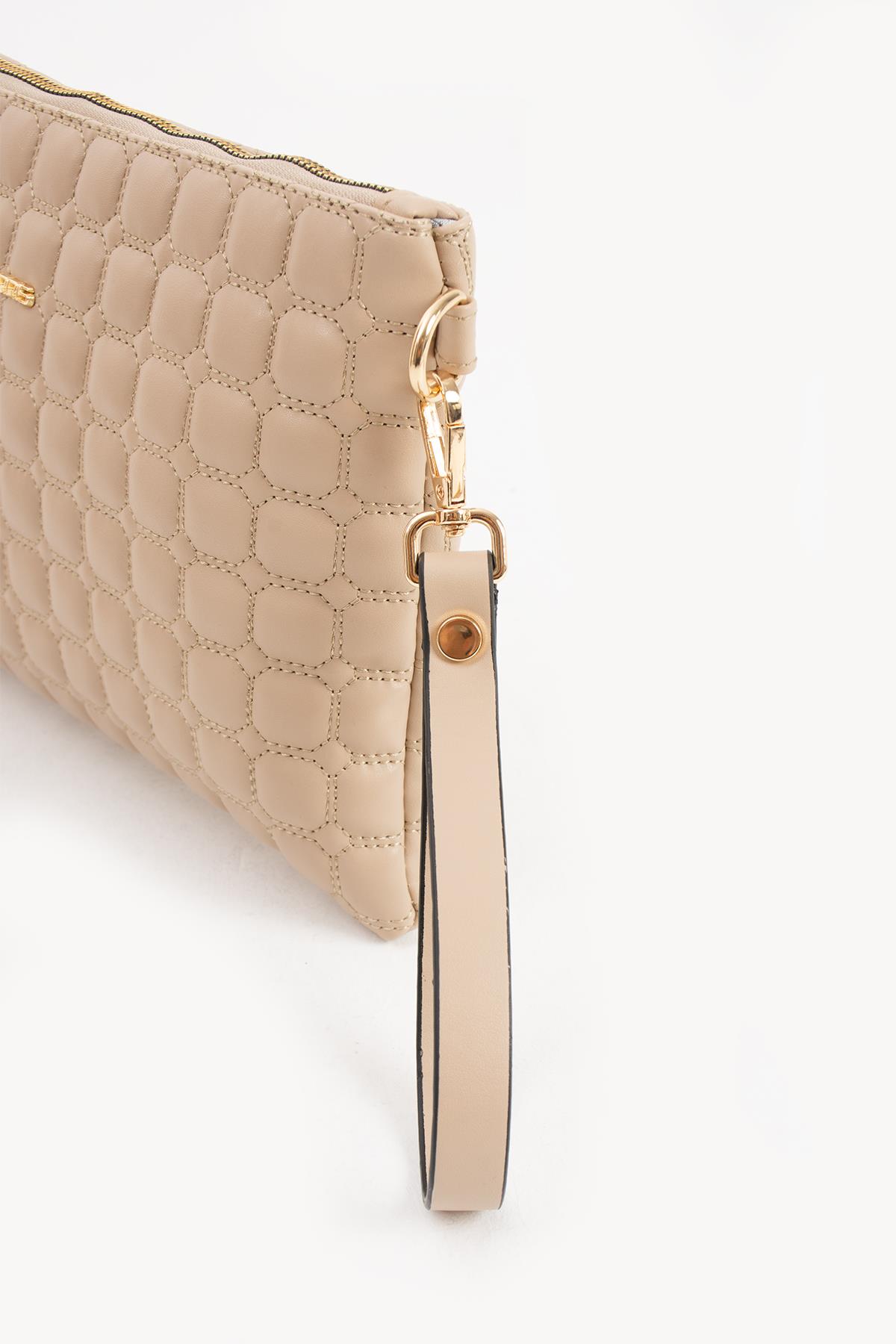 Kabartma Deri Clutch Model El&Omuz Çapraz Çanta 1424