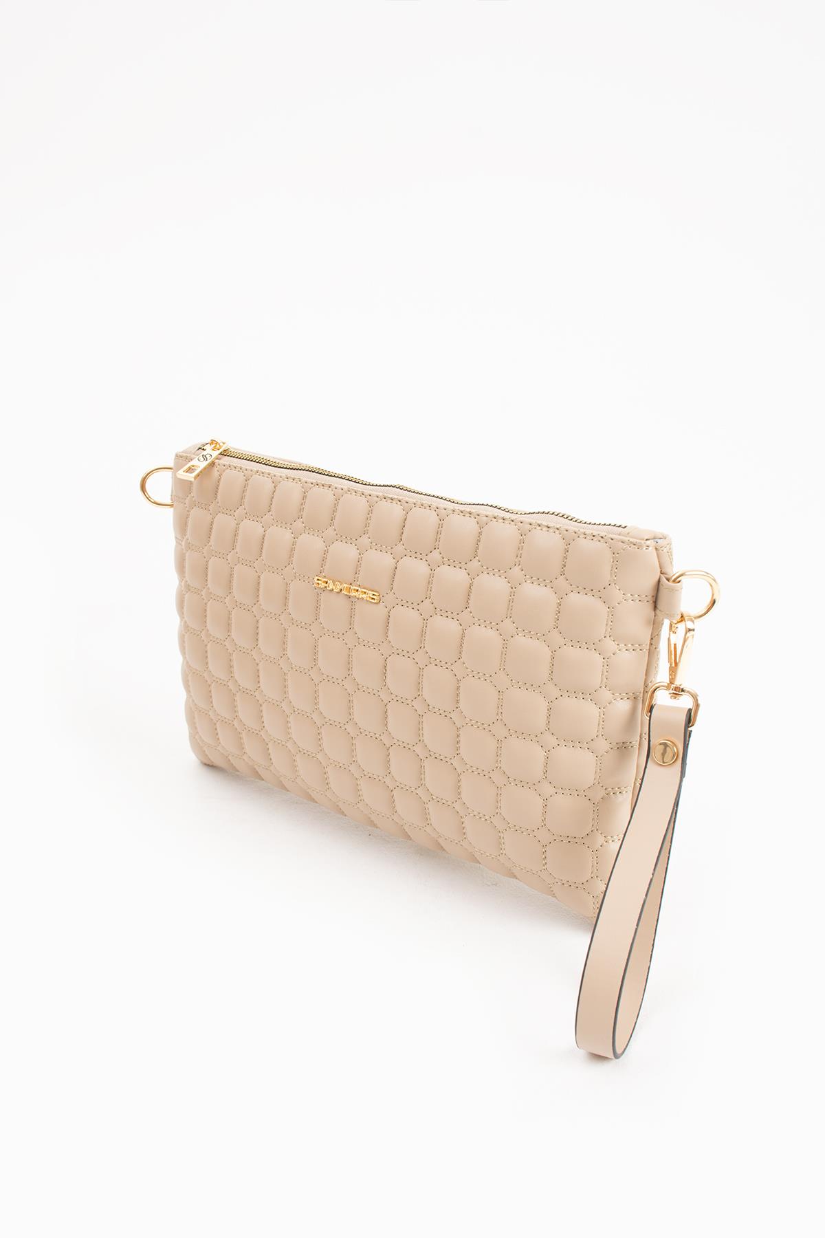 Kabartma Deri Clutch Model El&Omuz Çapraz Çanta 1424