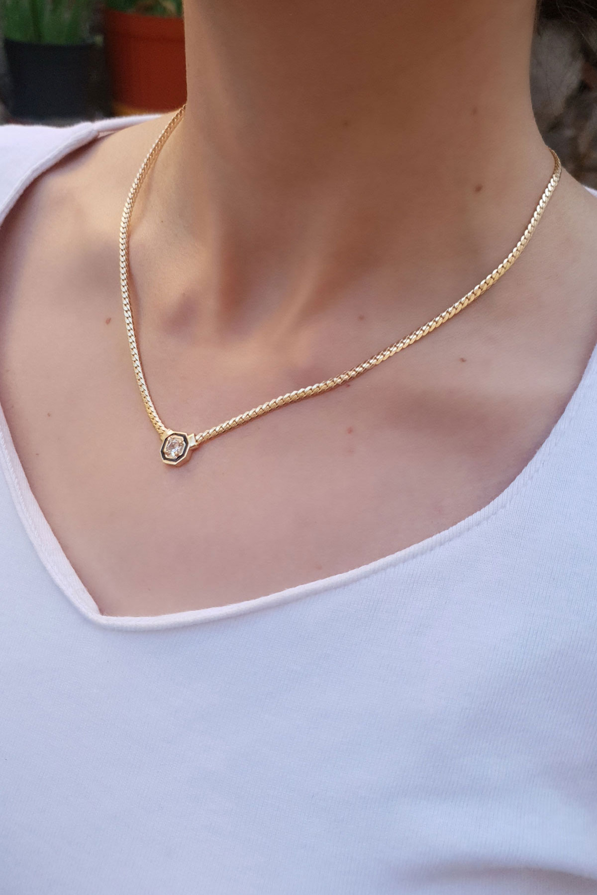 KRİSTAL TAŞ  KOLYE GOLD TRENDYOL