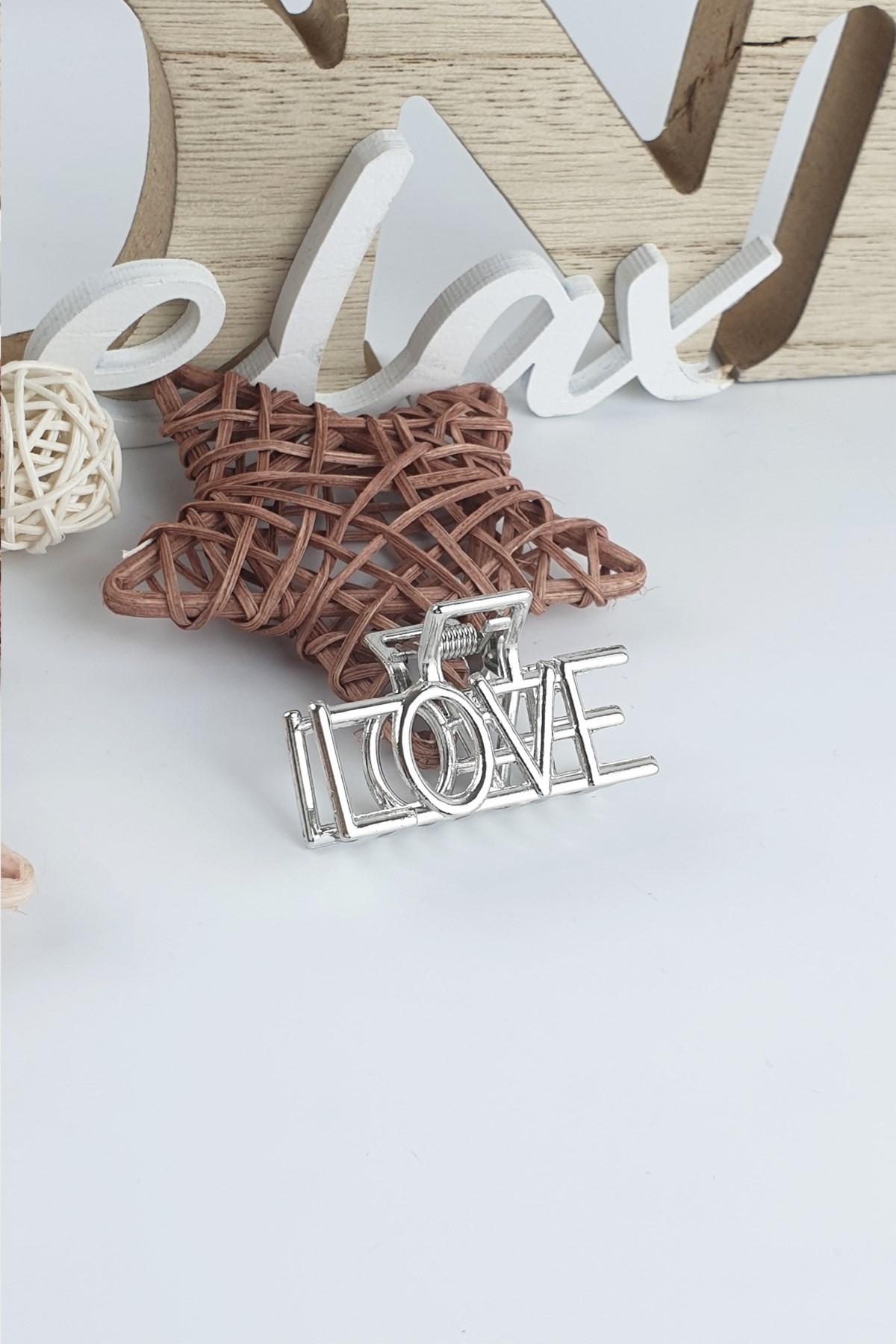 Love Gümüş Metal Mandal Toka T100