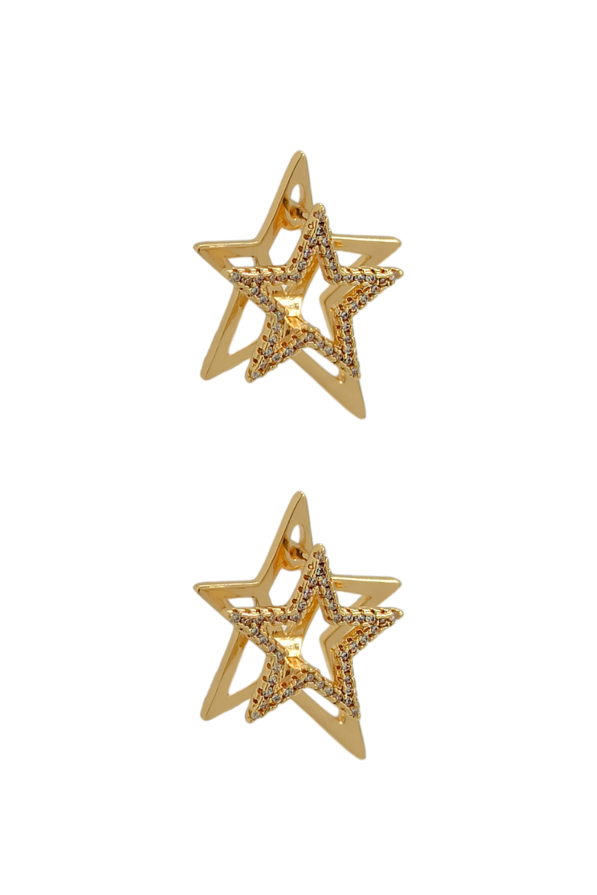 Premium 3 Boyutlu Taşlı Yıldız Küpe