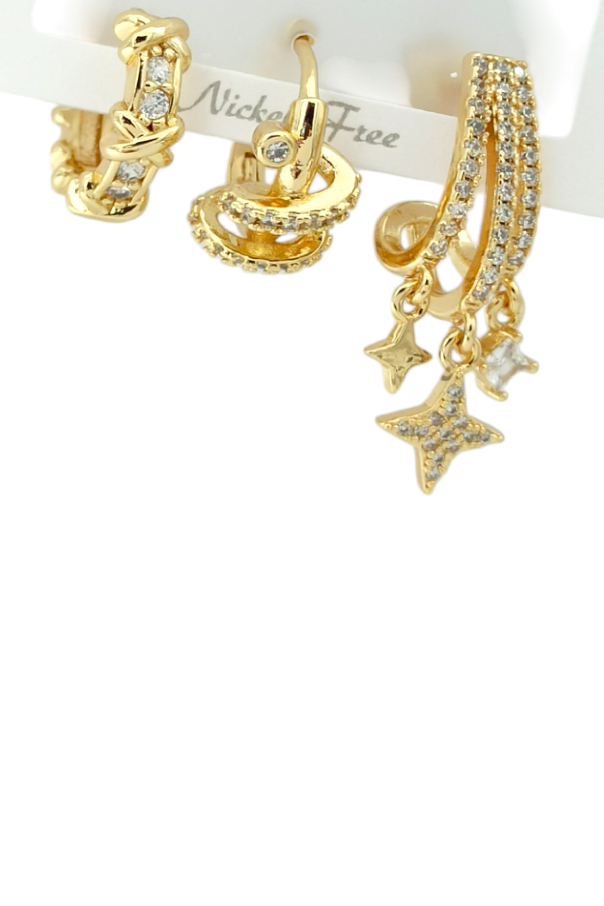 Premium 3'lü Çok Görünümlü Yıldız Küpe Kombin