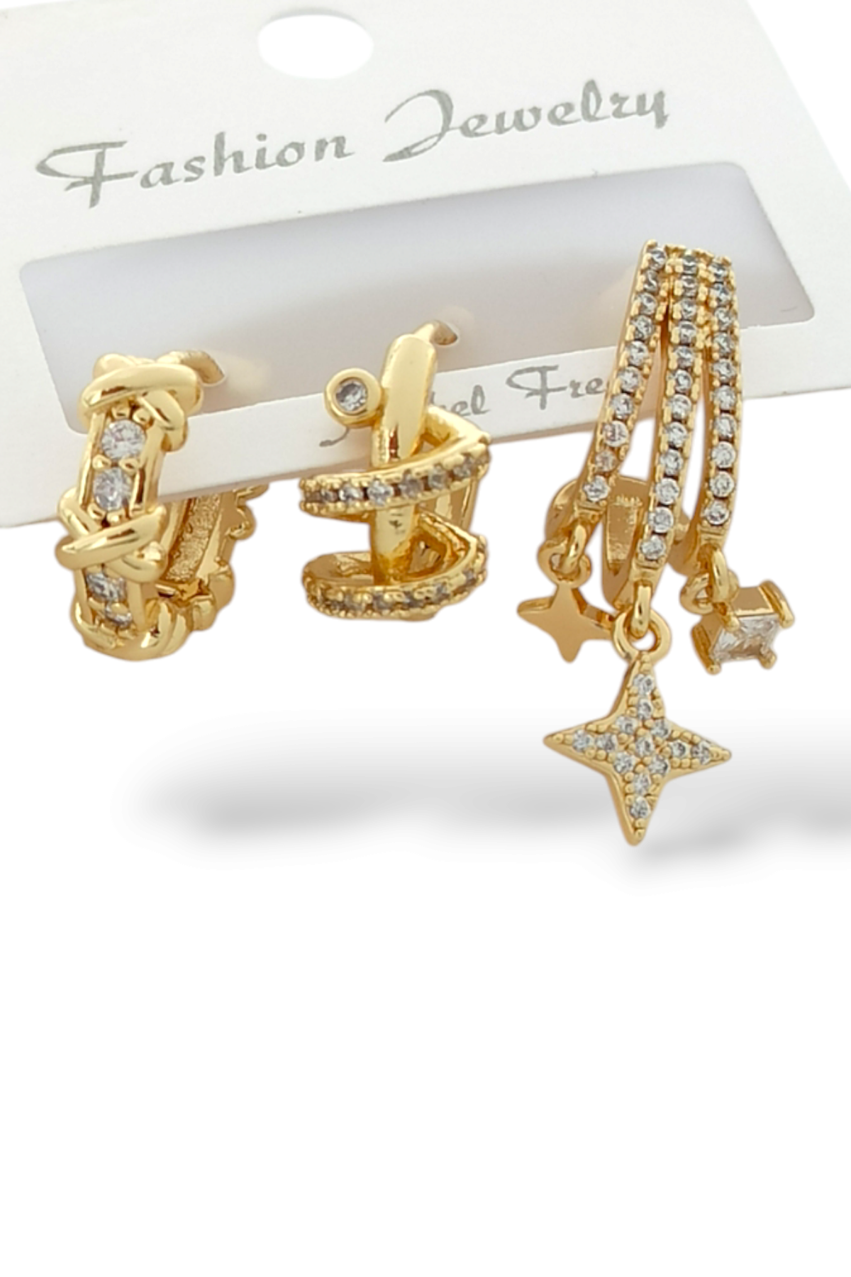 Premium 3'lü Çok Görünümlü Yıldız Küpe Kombin