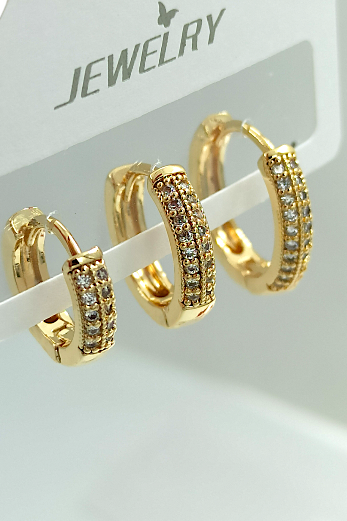 Premium 3'lü İnce Taşlı Halka Küpe Kombin 35610