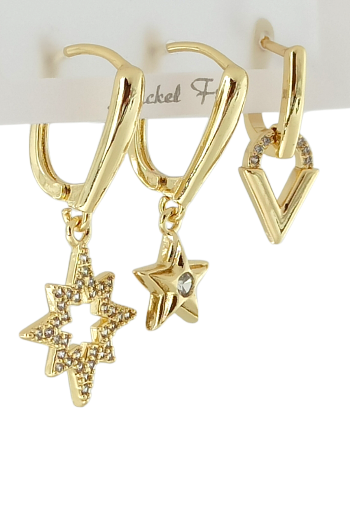 Premium 3'lü Kuzey Yıldız Küpe Kmbin