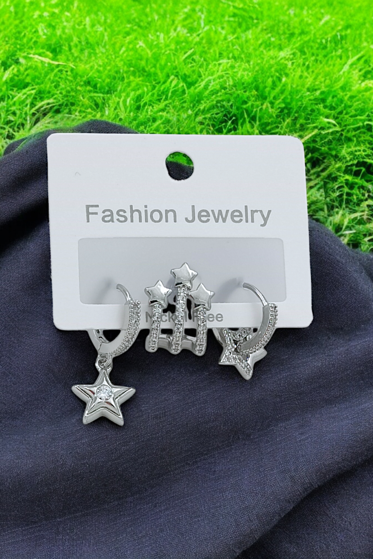 Premium 3'lü Plaka Yıldız Küpe Kombin 35619