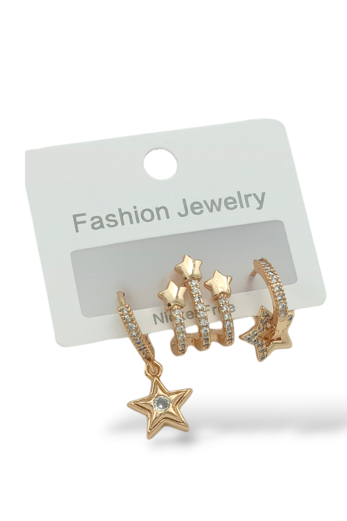 Premium 3'lü Plaka Yıldız Küpe Kombin 35619