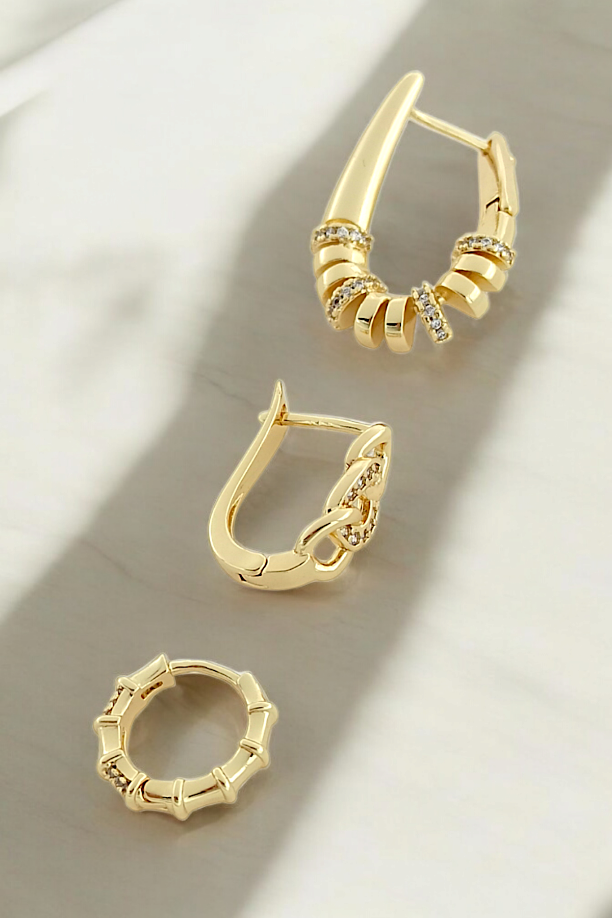 Premium 3'lü Taşlı Geçmeli Küpe Kombin