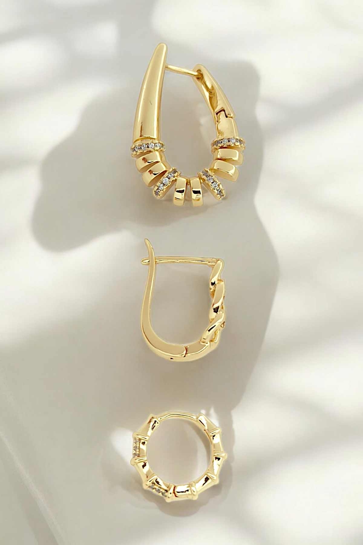 Premium 3'lü Taşlı Geçmeli Küpe Kombin