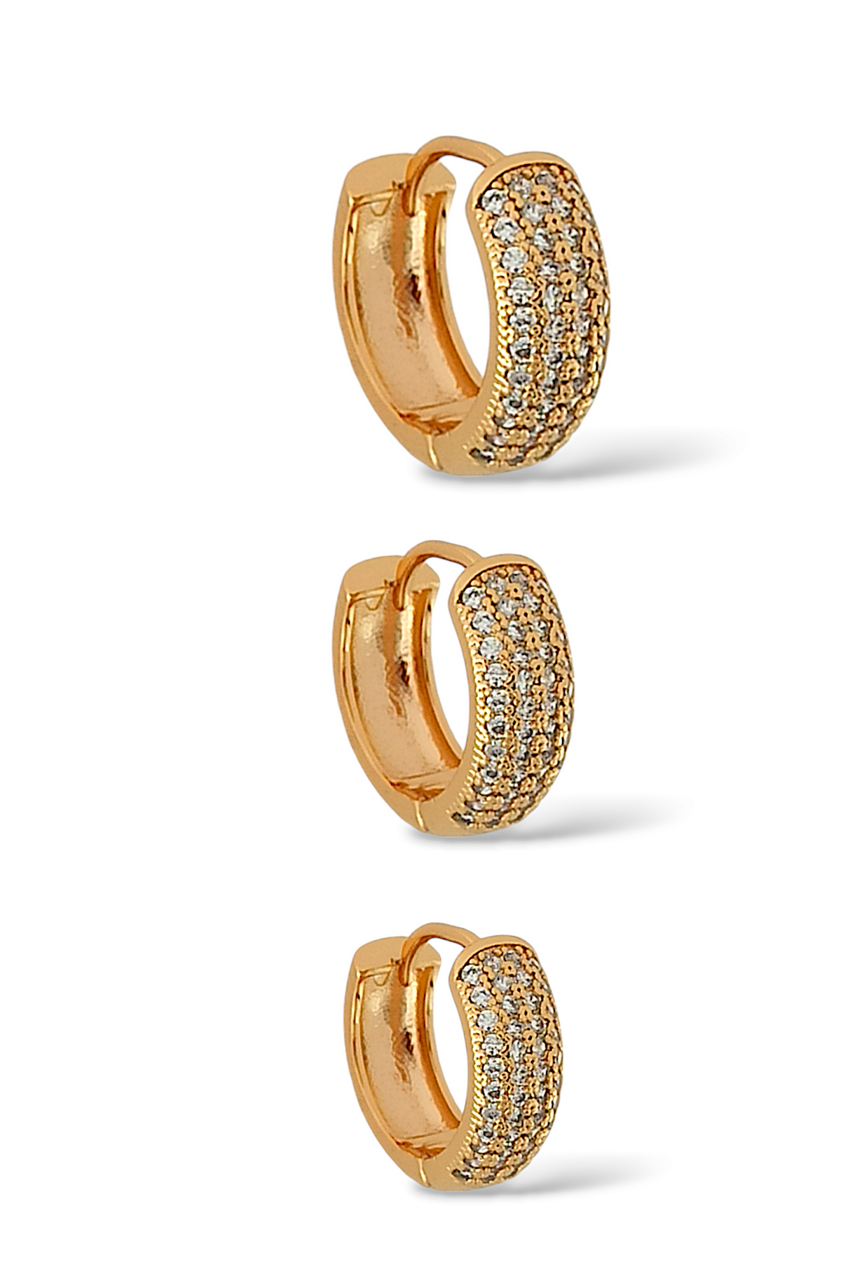 Premium 3'lü Taşlı Halka Küpe