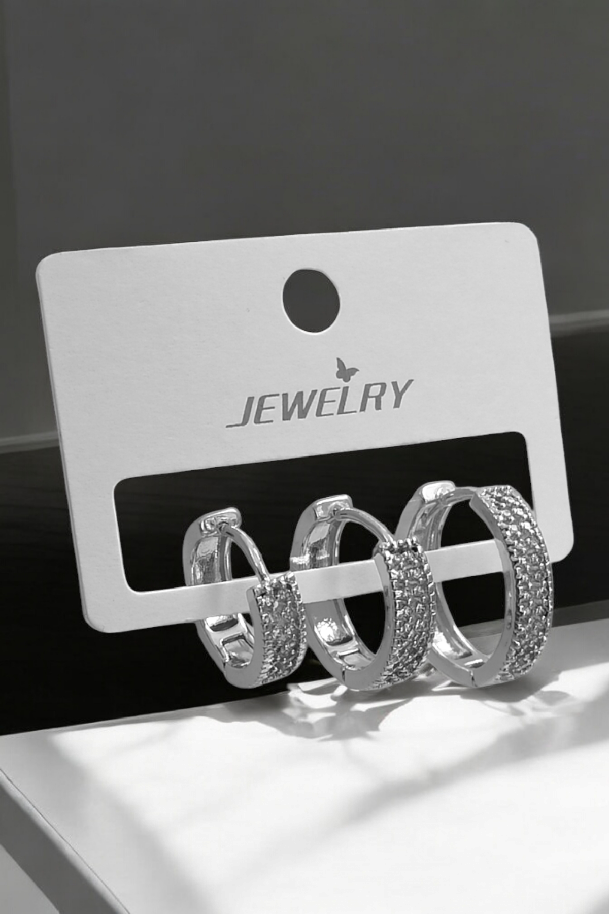 Premium 3'lü Taşlı Halka Küpe Kombin 35609