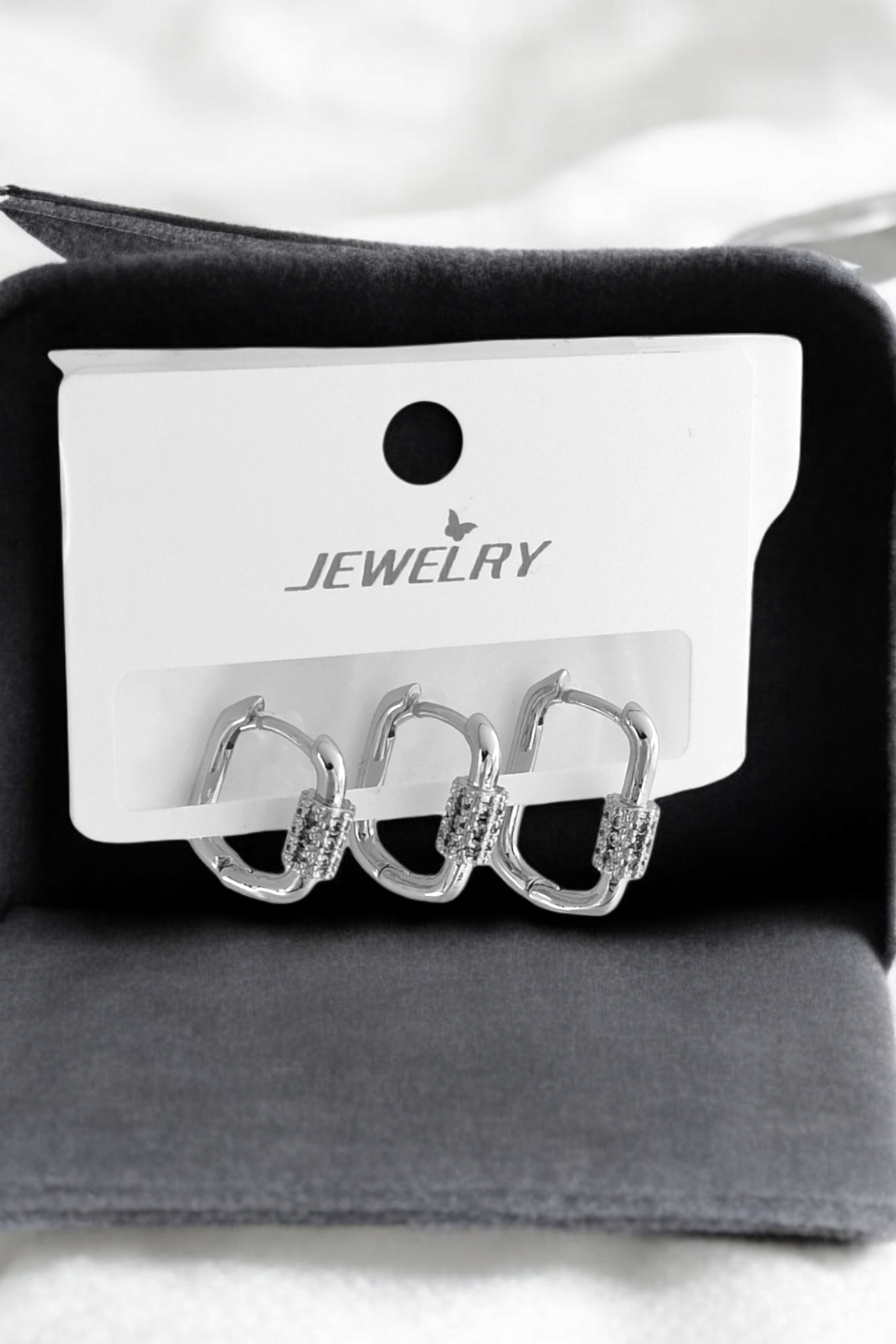 Premium 3'lü Taşlı Halka Küpe Kombin