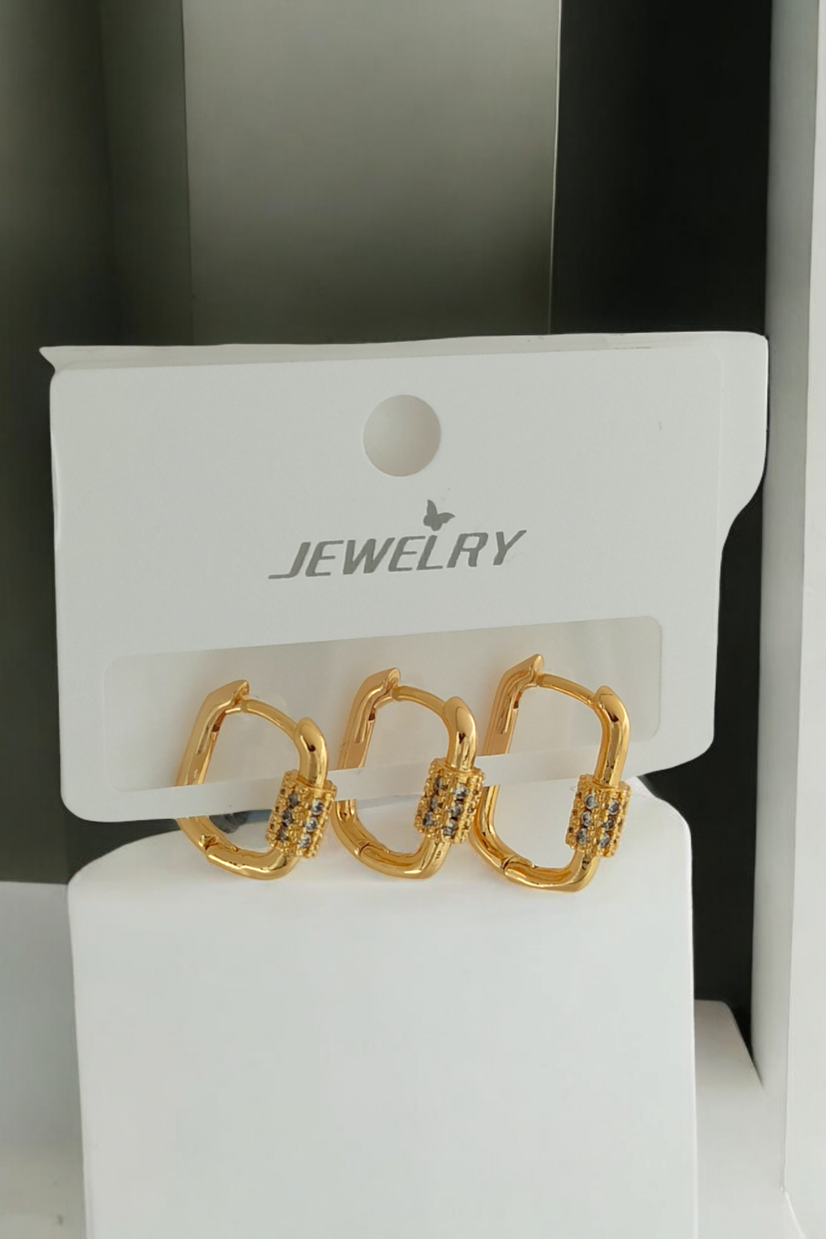 Premium 3'lü Taşlı Halka Küpe Kombin