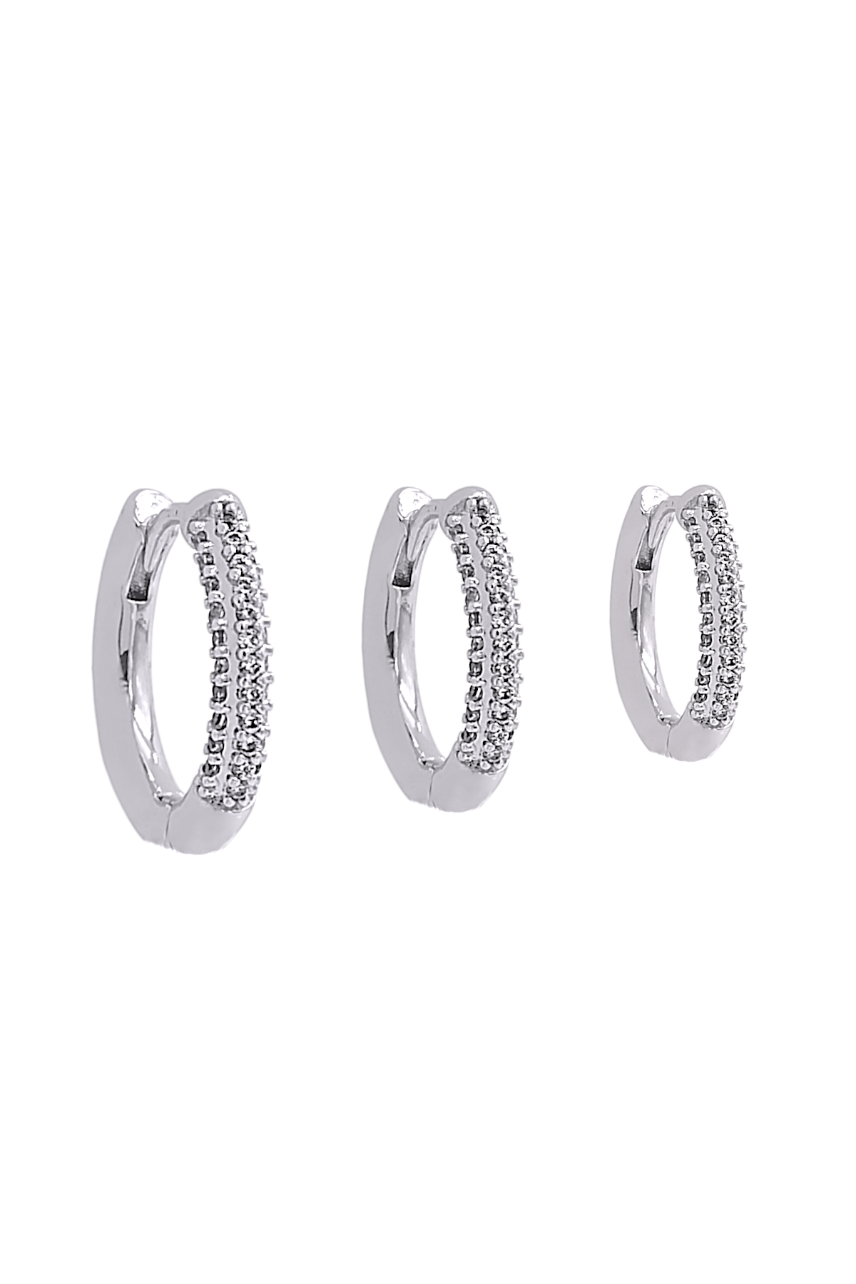 Premium 3'lü Taşlı Halka Küpe Kombin